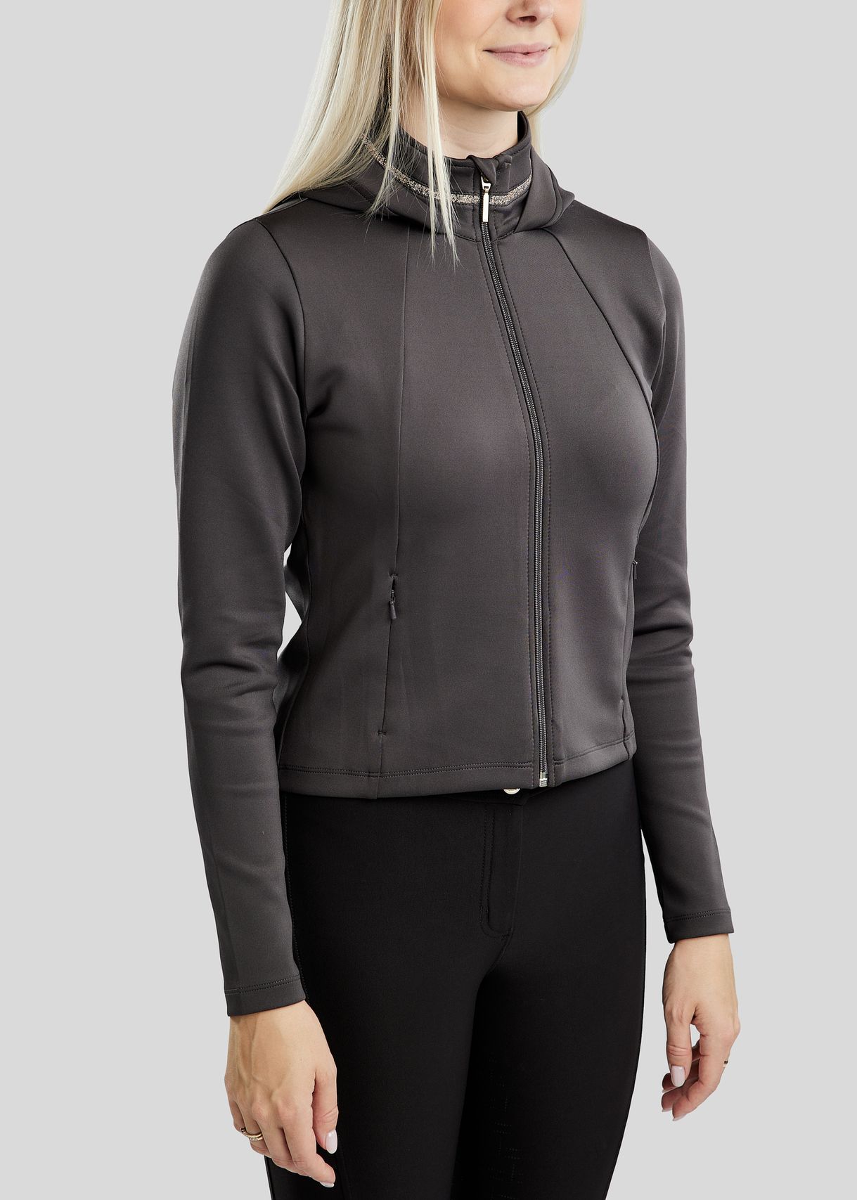 MoLila Jacket w. Champagne Crystal Tape and Crystals - Slate Grey