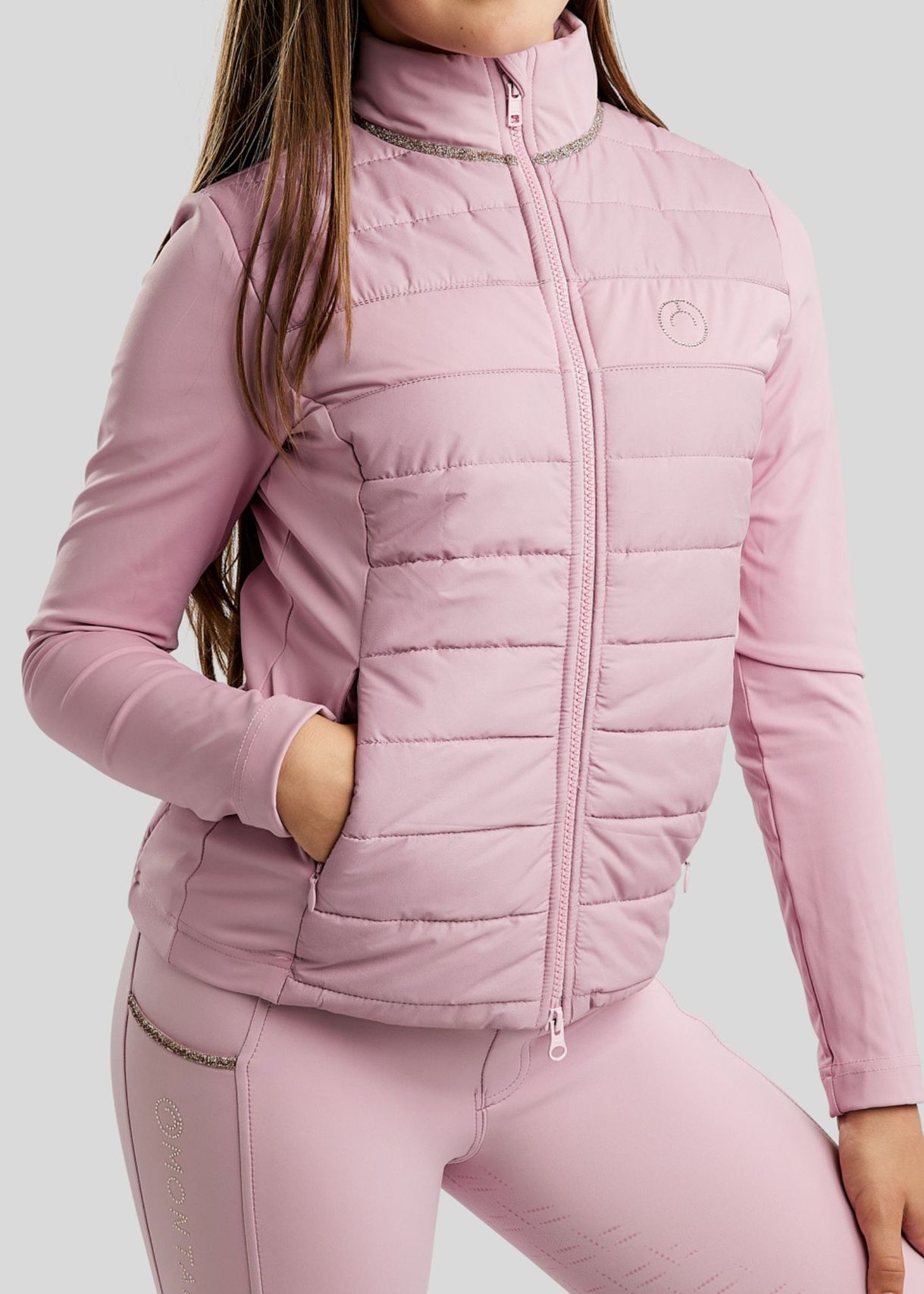 MoLila Hybrid Jacket w. Champagne Crystal Tape and Crystals - Candy Pink