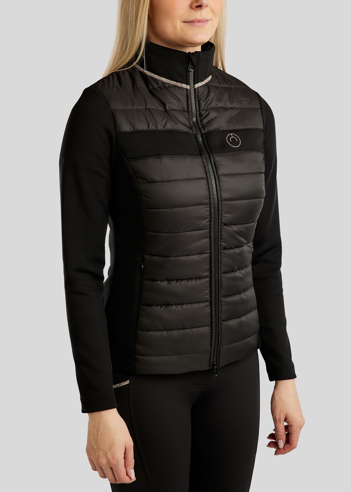 MoLila Hybrid Jacket w. Champagne Crystal Tape and Crystals - Black