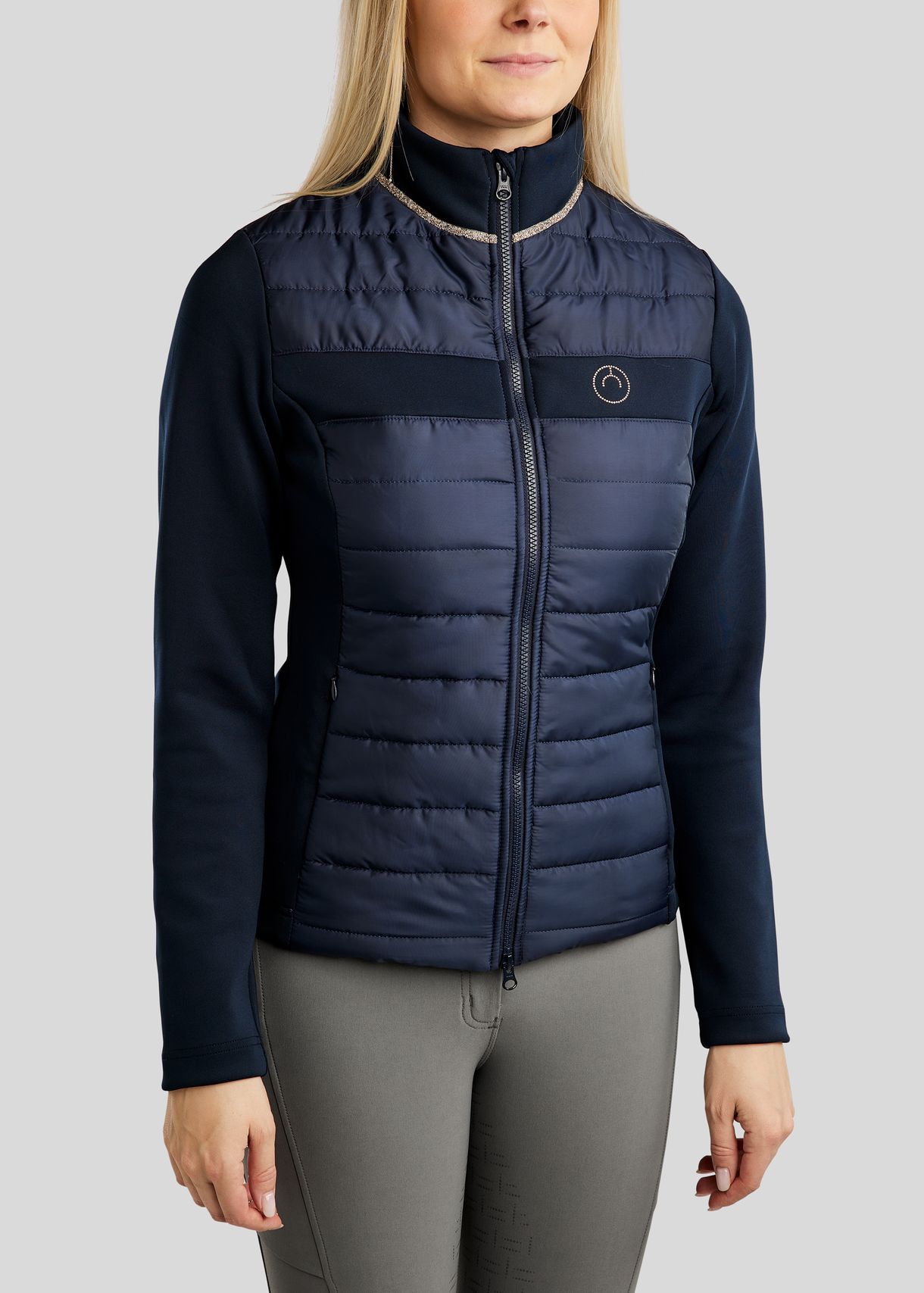 MoLila Hybrid Jacket w. Champagne Crystal Tape and Crystals - Navy