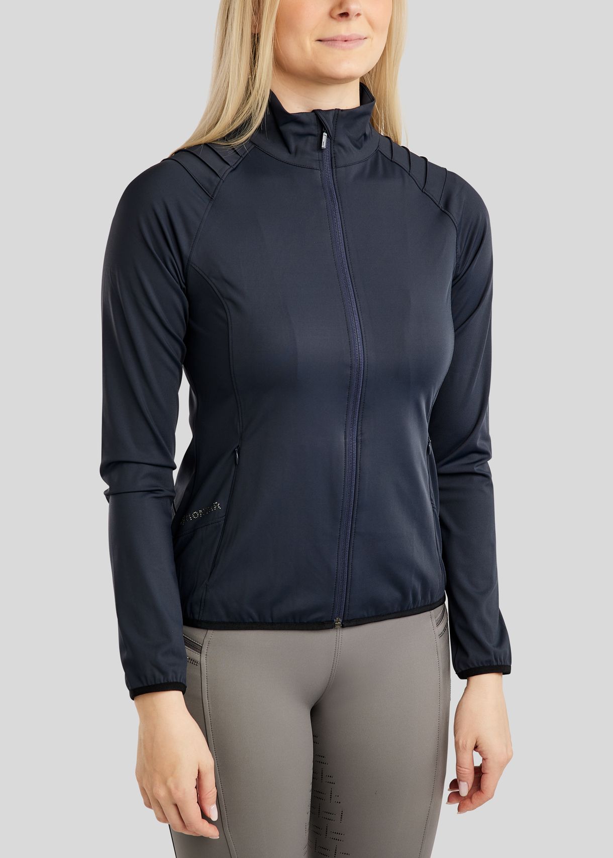 MoPearl Jacket w. Pintucks and Gun Metal Crystals - Navy