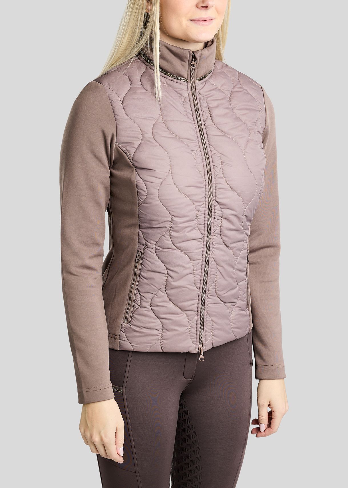  MoVeronica Hybrid Jacket w. Golden Quartz Crystal Tape and Crystals - Nougat Brown 