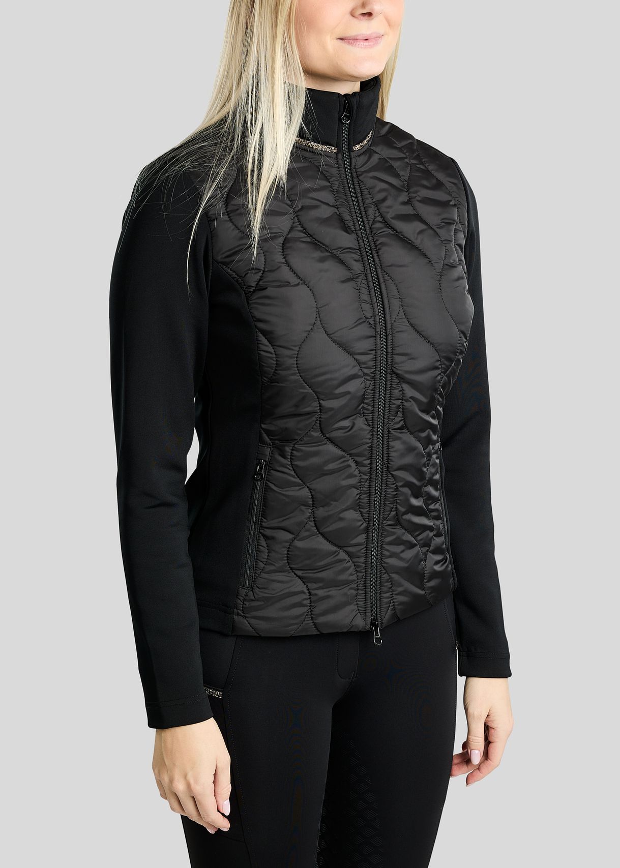  MoVeronica Hybrid Jacket w. Golden Quartz Crystal Tape and Crystals - Black 