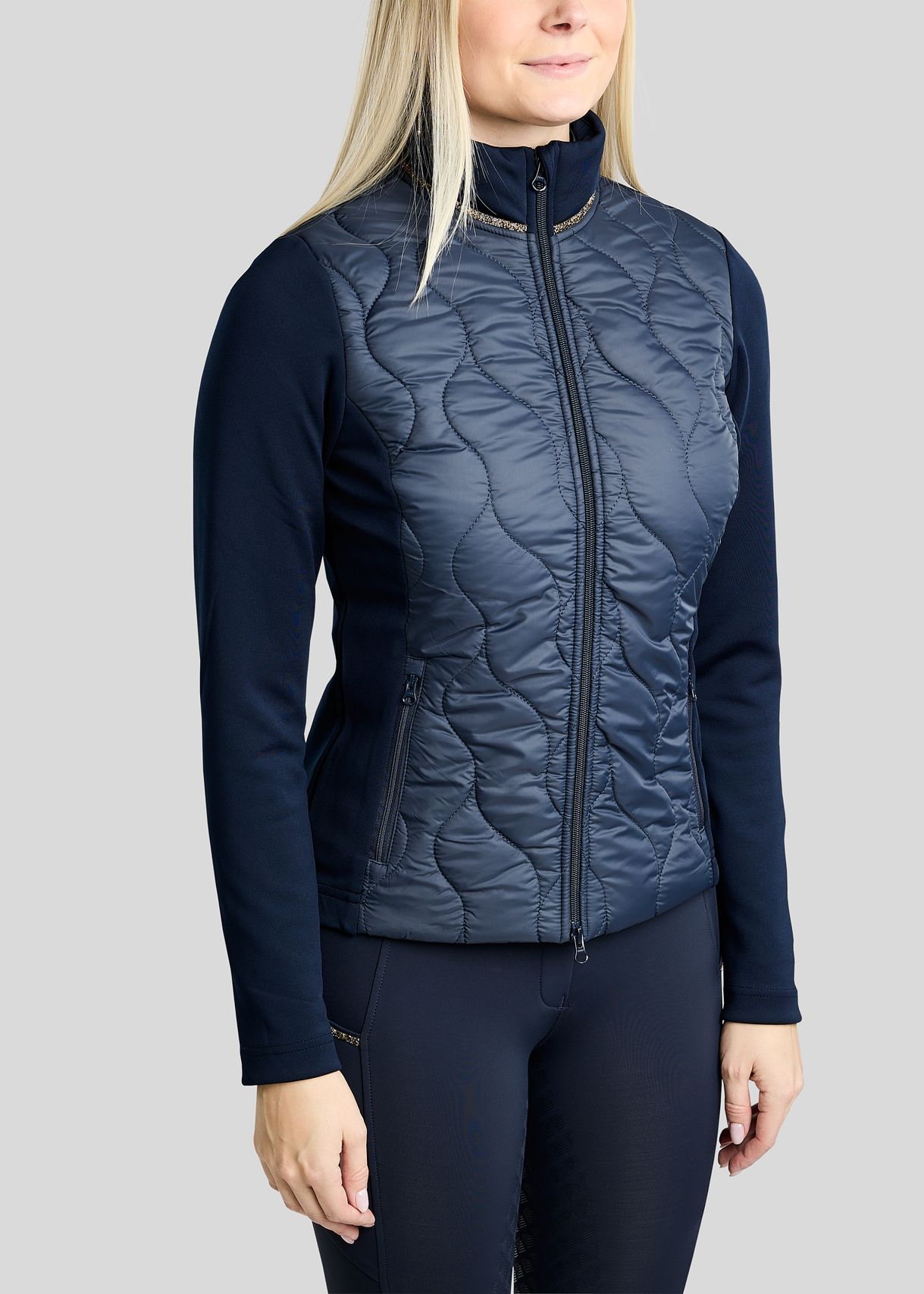  MoVeronica Hybrid Jacket w. Golden Quartz Crystal Tape and Crystals - Navy 