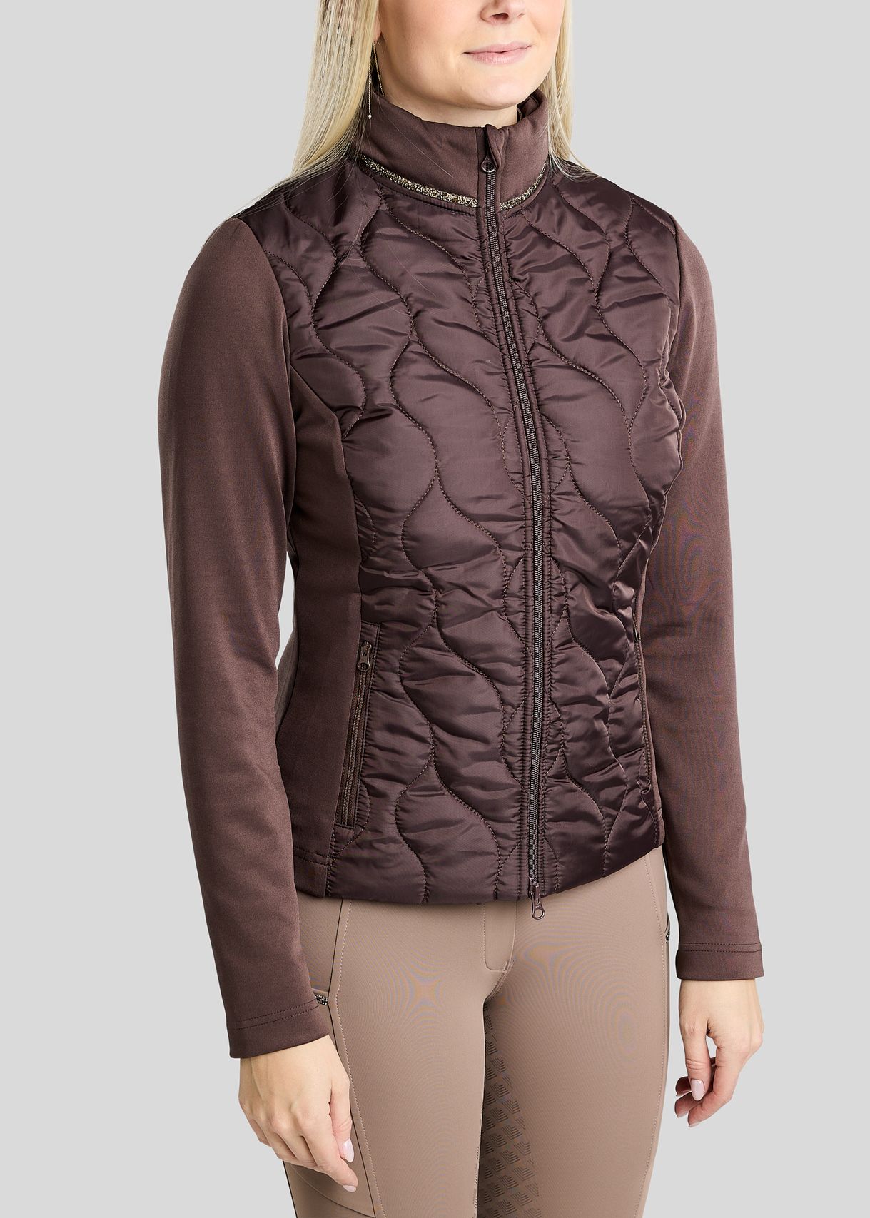  MoVeronica Hybrid Jacket w. Golden Quartz Crystal Tape and Crystals - Black Peony 