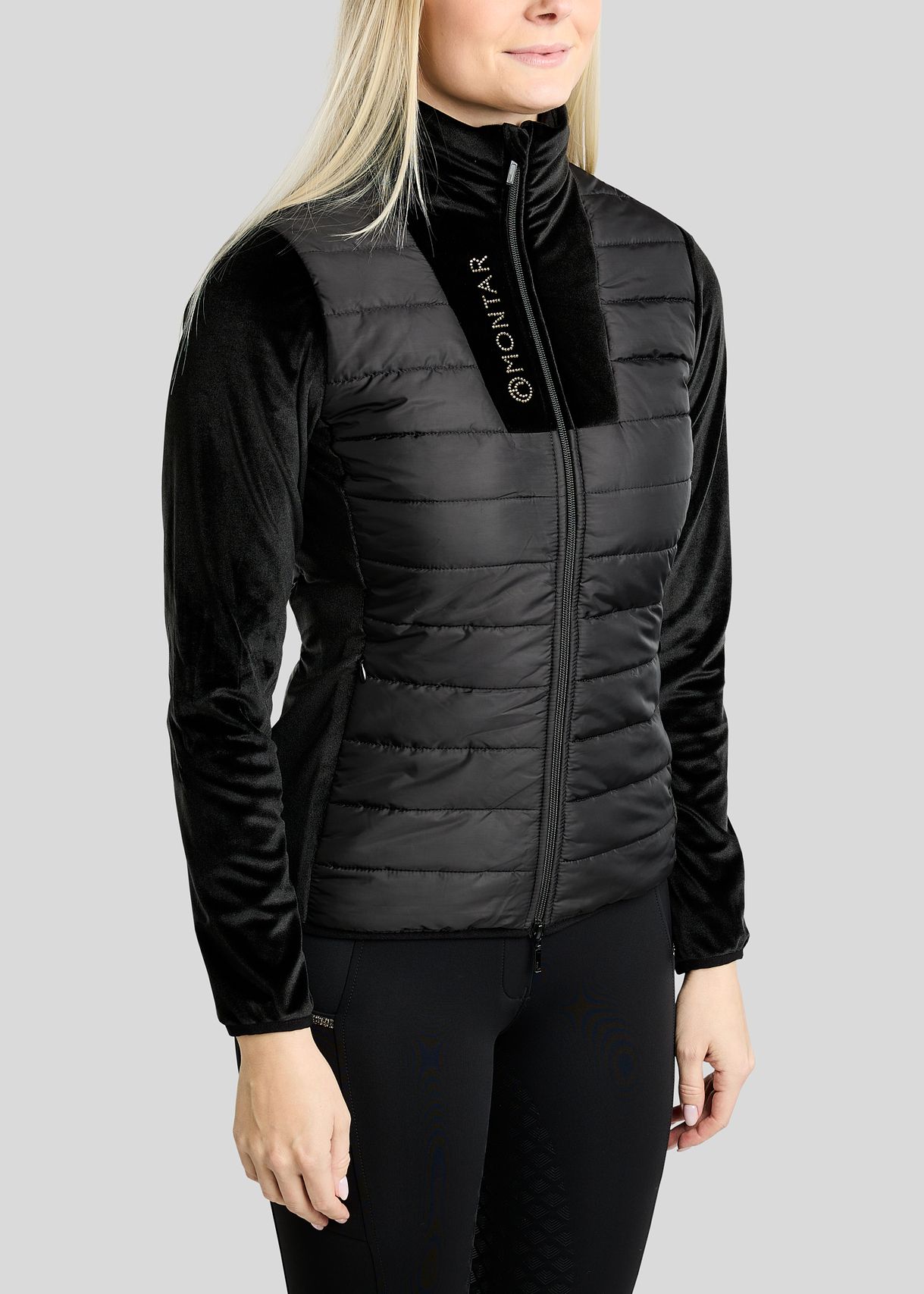 MoValerie Hybrid Jacket w. Velvet and Golden Quartz Crystals - Black 