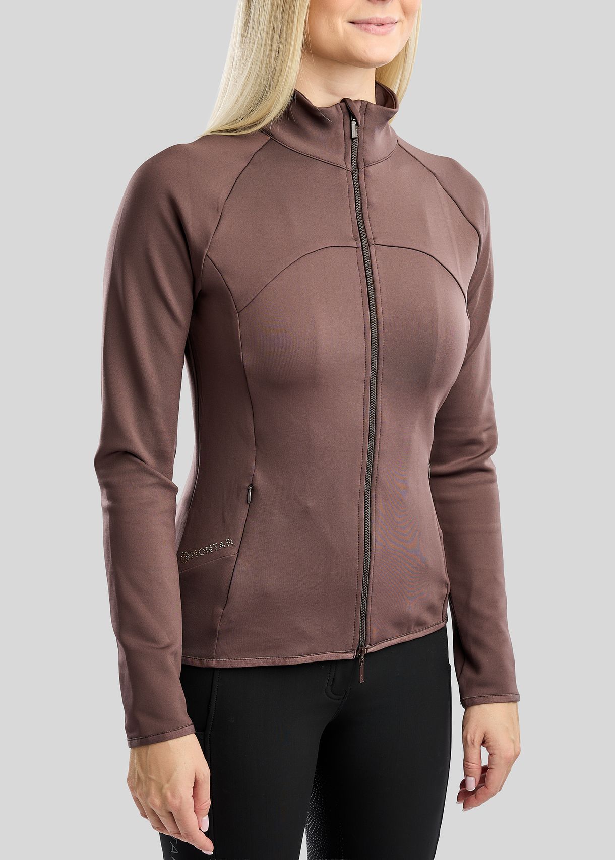 MoEverline Full Zip Jacket w. Golden Quartz Crystals - Black Peony 