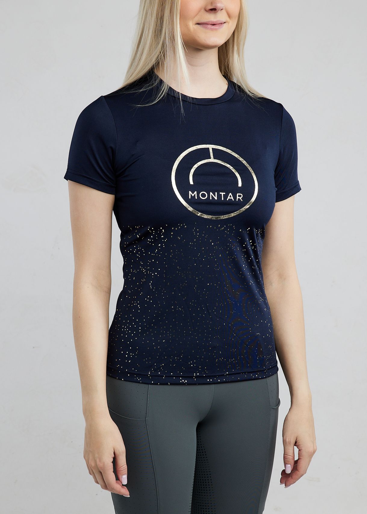 MoCille Tee w. Champagne Print - Navy