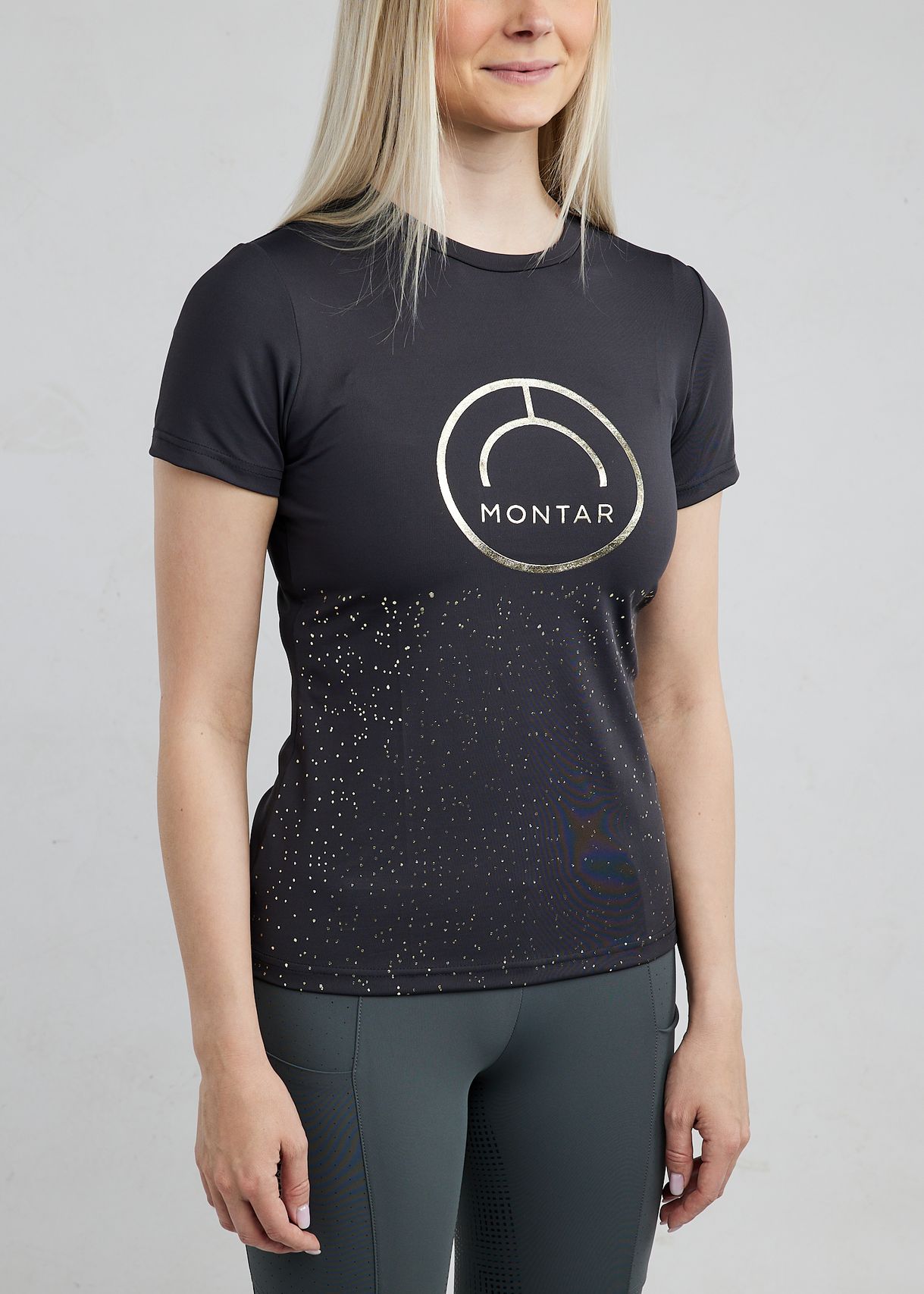 MoCille Tee w. Champagne Print - Slate Grey