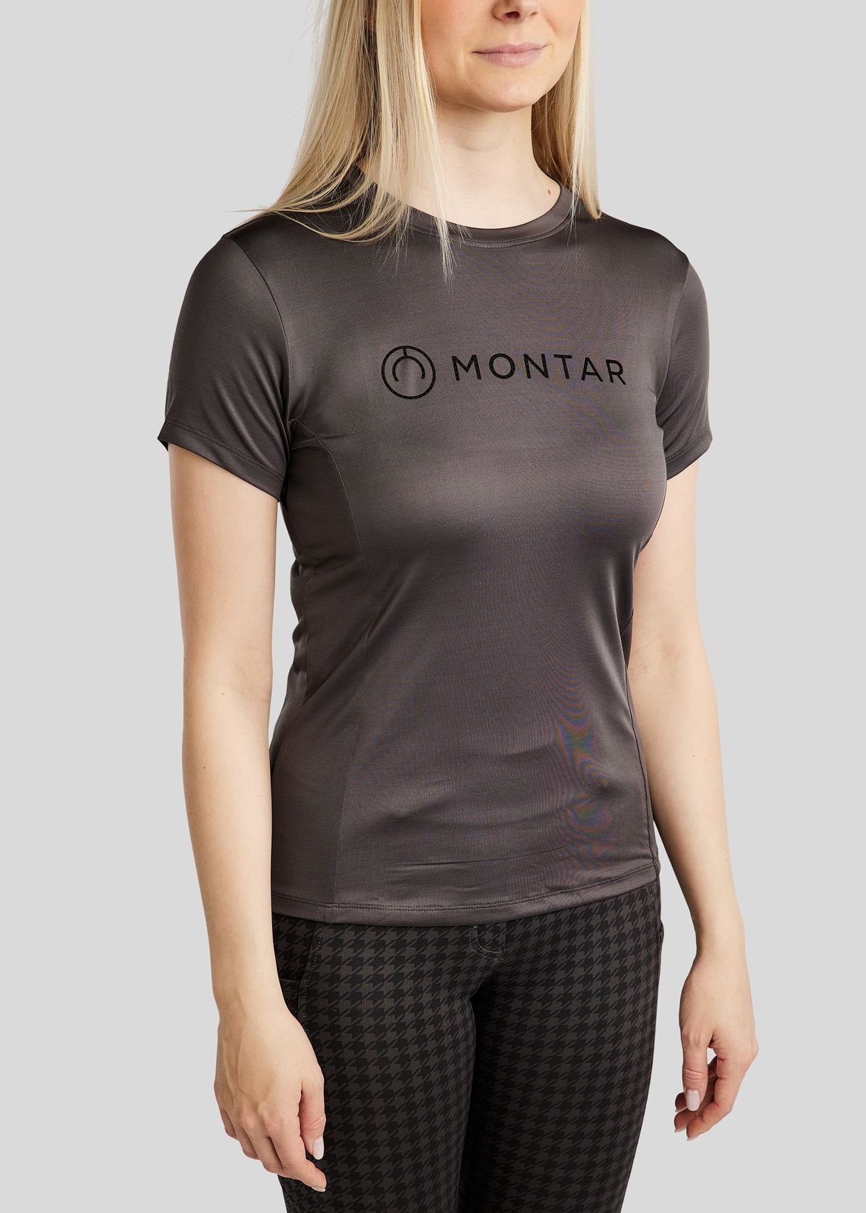 MoHannah SS Tee w. Frontprinted Houndstooth Logo - Slate Grey