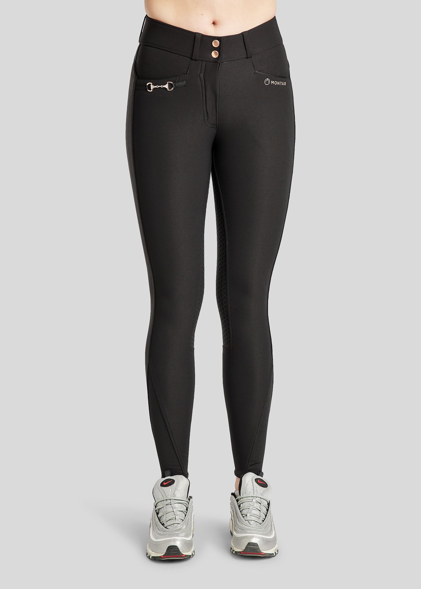 Molly Yati Breeches w. Rosegold Details - Fullgrip, Black 