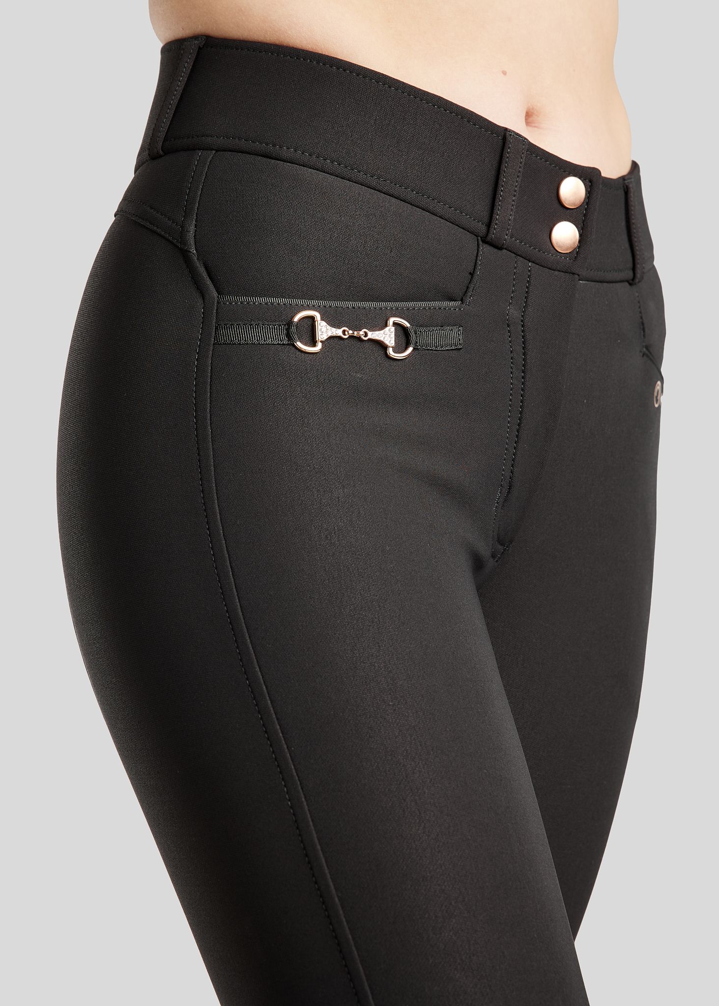 Molly Yati Breeches w. Rosegold Details - Fullgrip, Black 