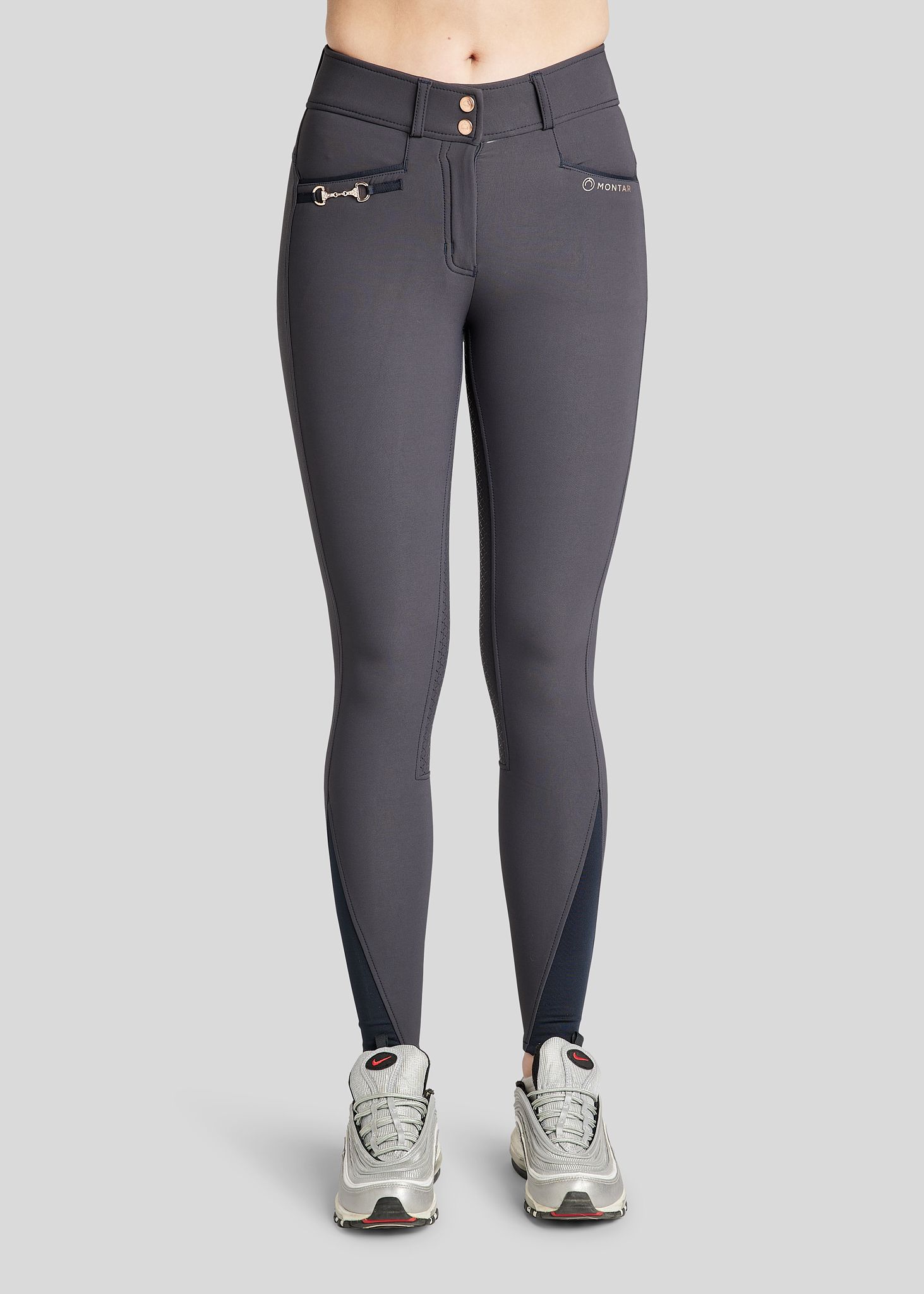 Molly Yati Breeches w. Rosegold Details - Fullgrip, Navy 
