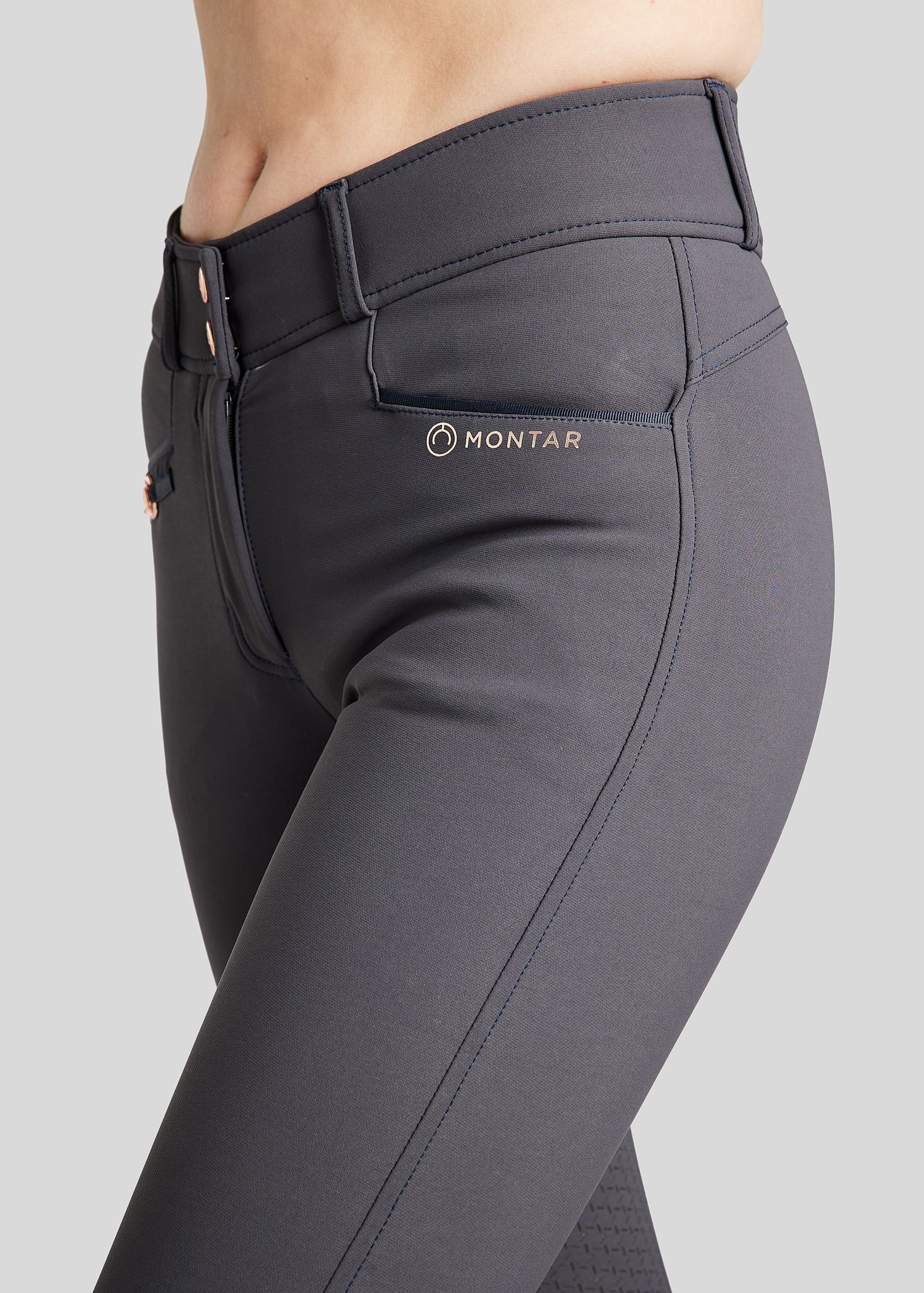 Molly Yati Breeches w. Rosegold Details - Fullgrip, Navy 