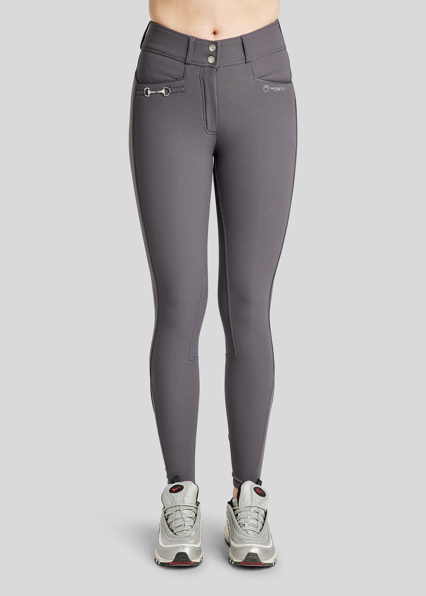 Molly Yati Breeches w. Silver Details - Fullgrip, Grey 
