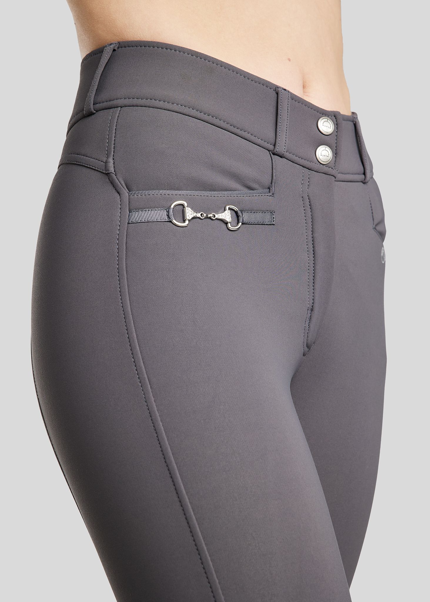 Molly Yati Breeches w. Silver Details - Fullgrip, Grey 