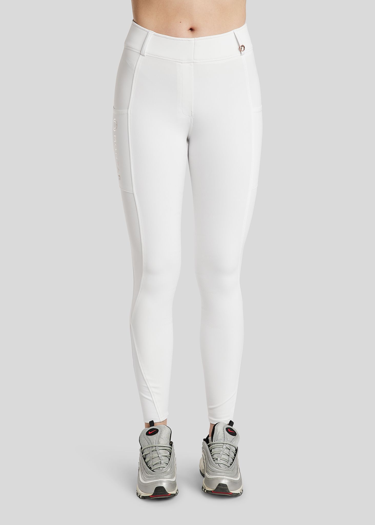 Michelle Tights w. Rosegold Logo - Fullgrip, White 