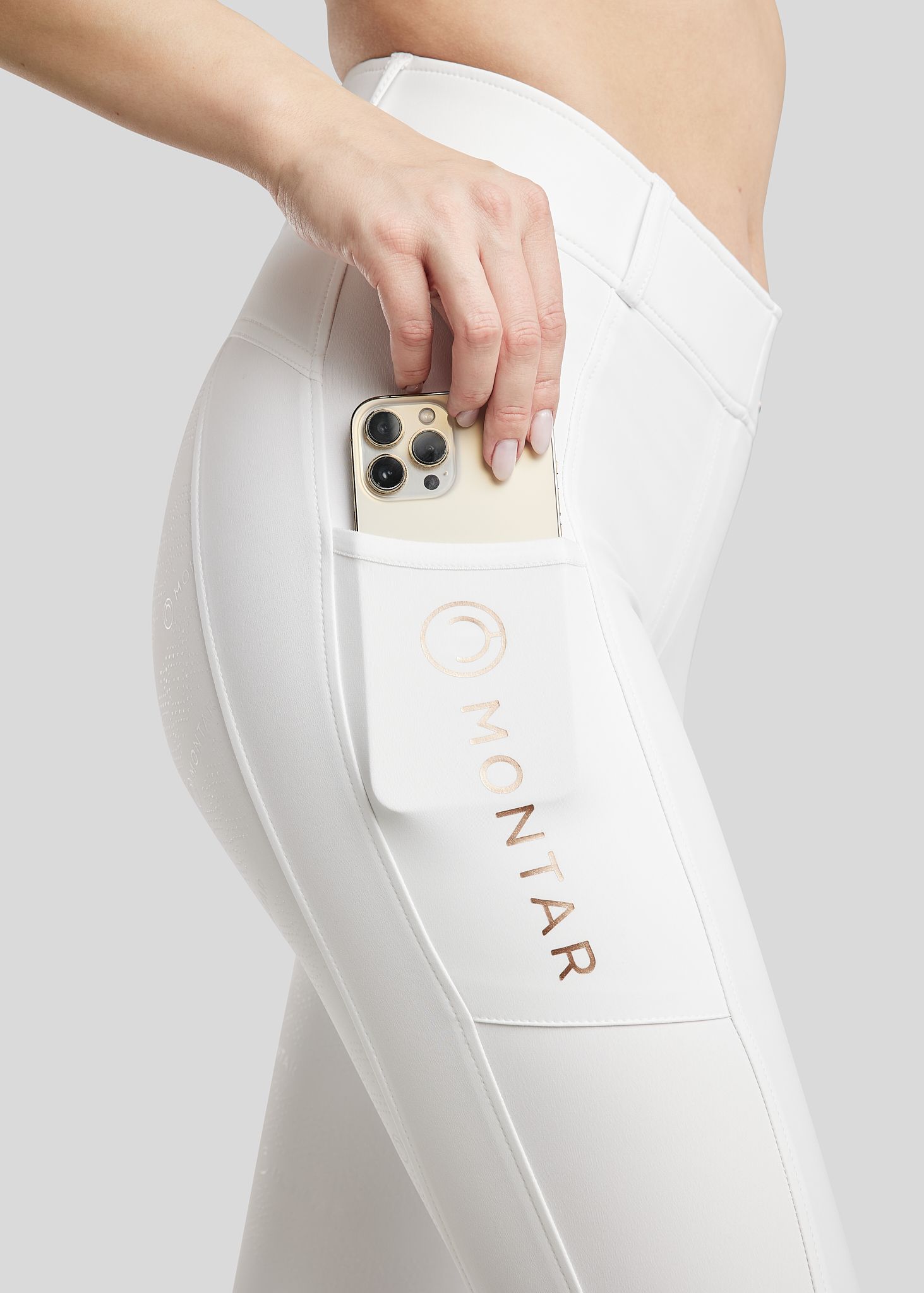 Michelle Tights w. Rosegold Logo - Fullgrip, White 