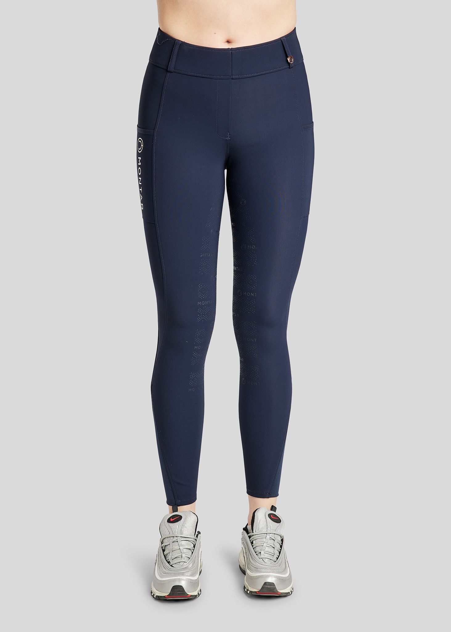 Michelle Tights w. Rosegold Logo - Fullgrip, Navy 