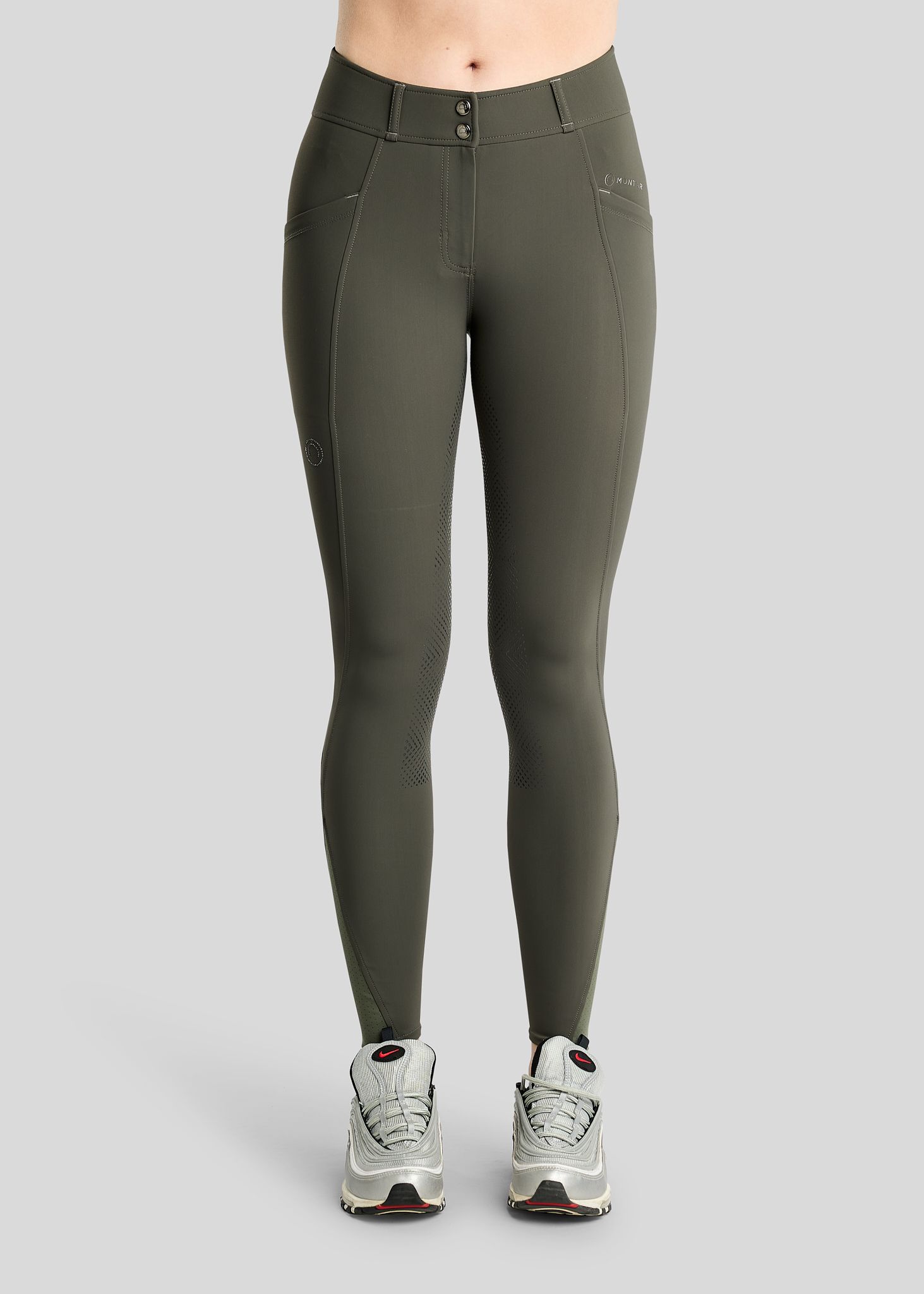 MoZida REFINED Breeches w. Gun Metal Crystals - Fullgrip, Forest Green 