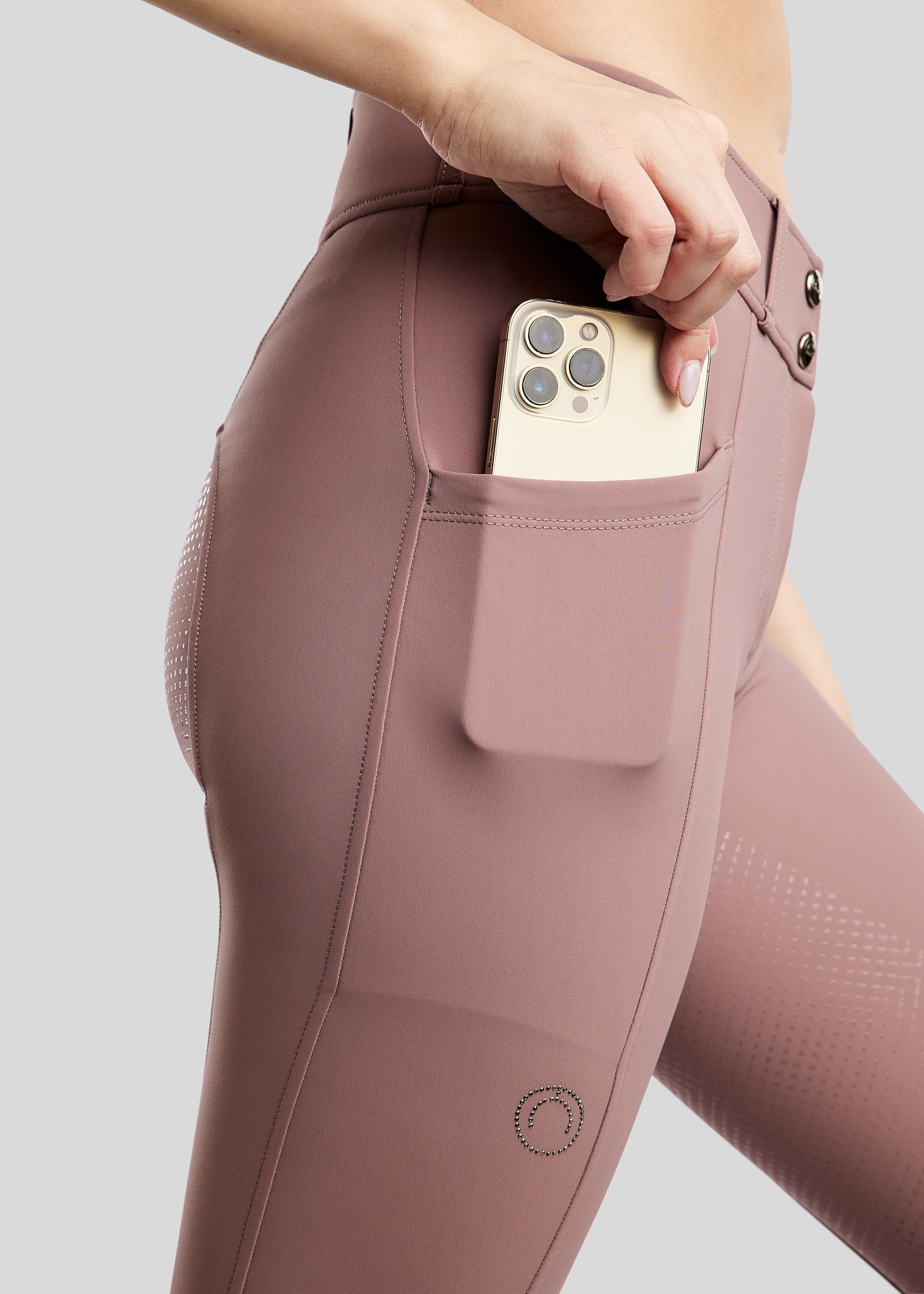 MoZida REFINED Breeches With Gun Metal Crystals - Fullgrip, Dusty Rose 