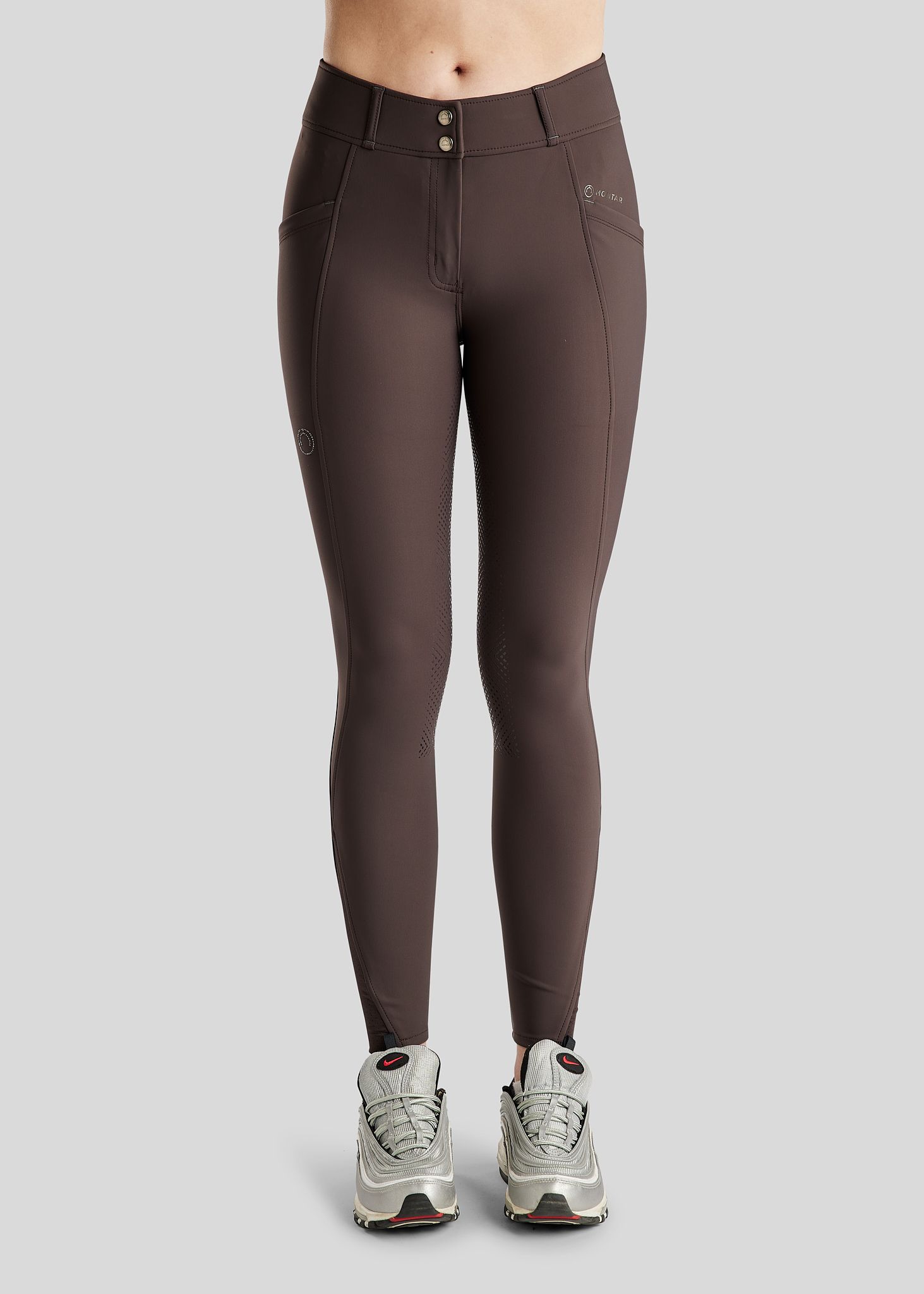 MoZida REFINED Breeches w. Gun Metal Crystals - Fullgrip, Brown 