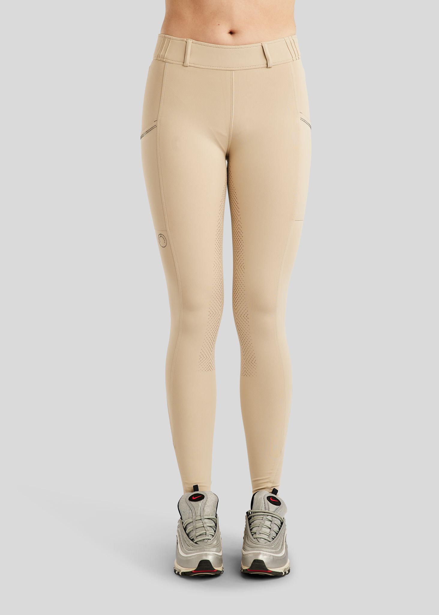 MoZuna REFINED Tights w. Pintucks and Gun Metal Crystals - Fullgrip