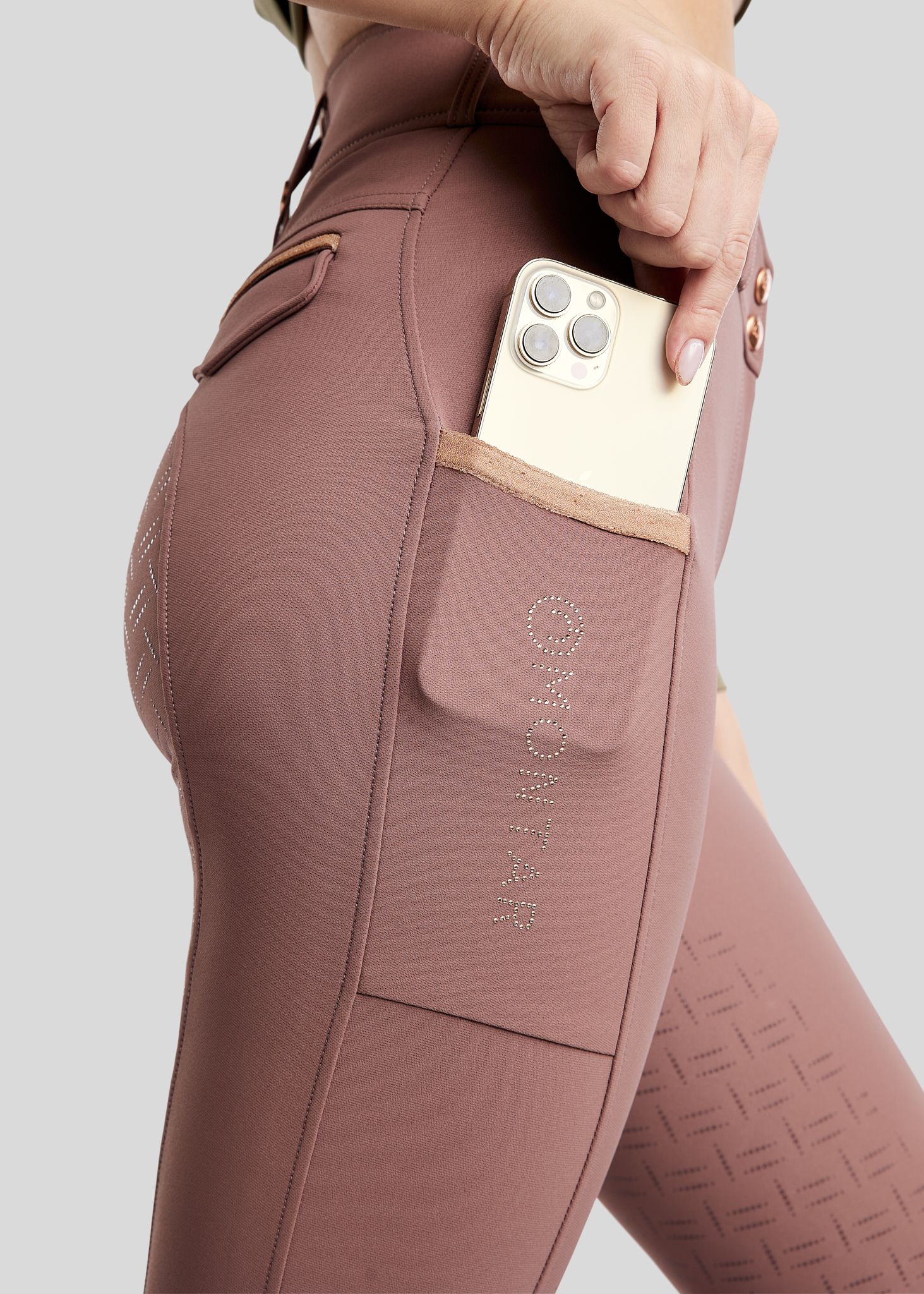 MoGlenda Breeches w. Rosegold Caviar Tape - Fullgrip, Dusty Rose 