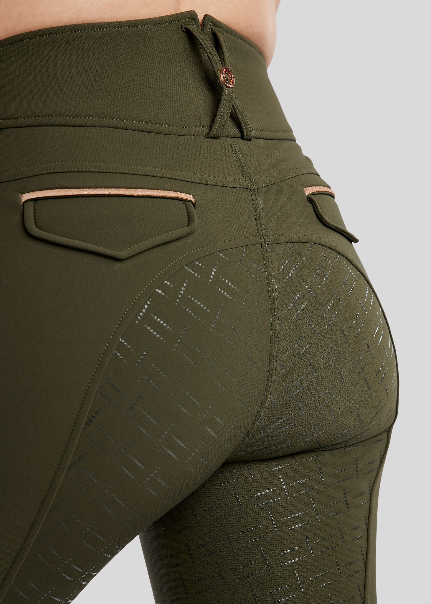MoGlenda Breeches w. Rosegold Caviar Tape - Fullgrip, Olive 