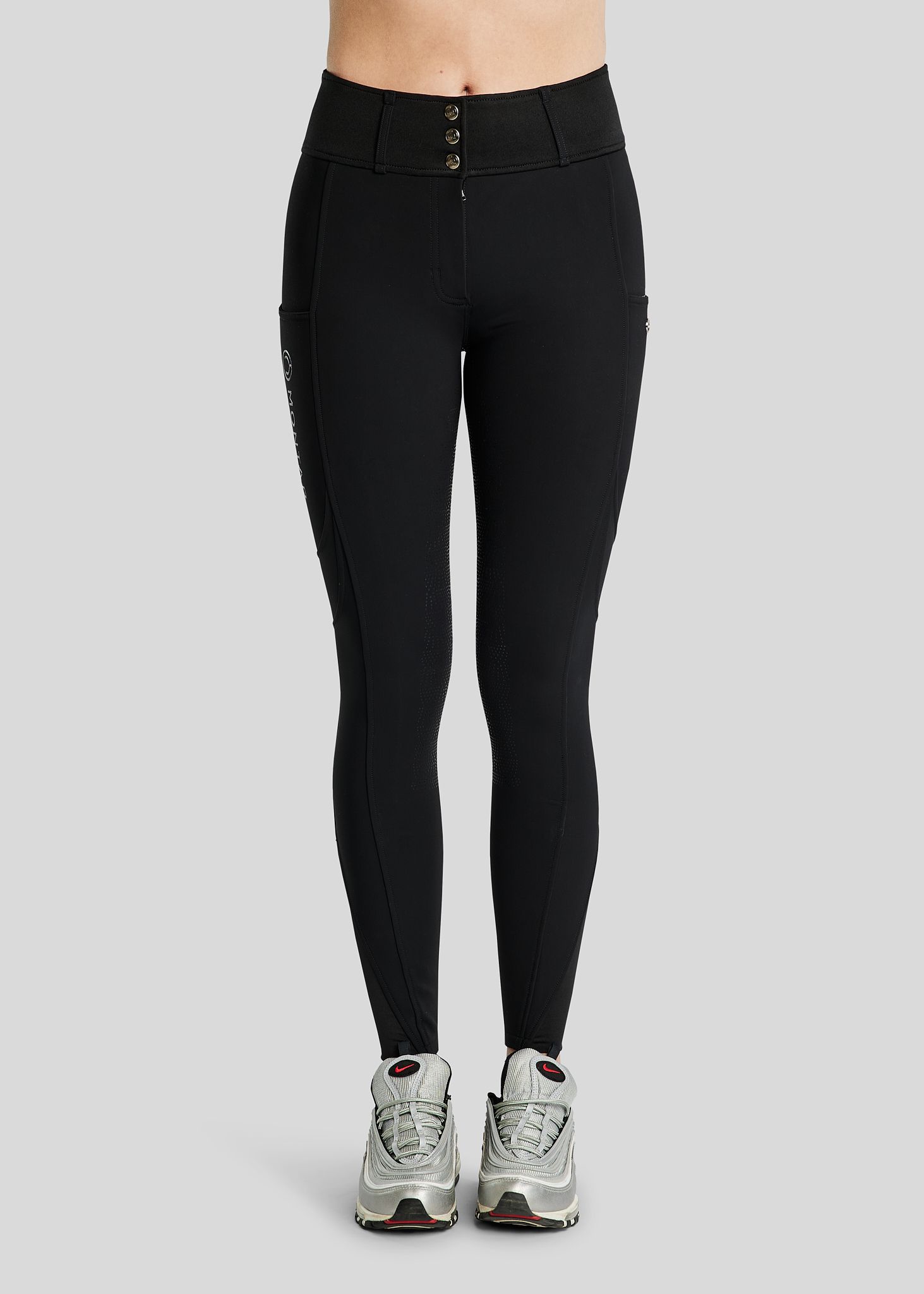 MoAddie Softshell Breeches w. Gun Metal Logo Charm - Fullgrip, Black 