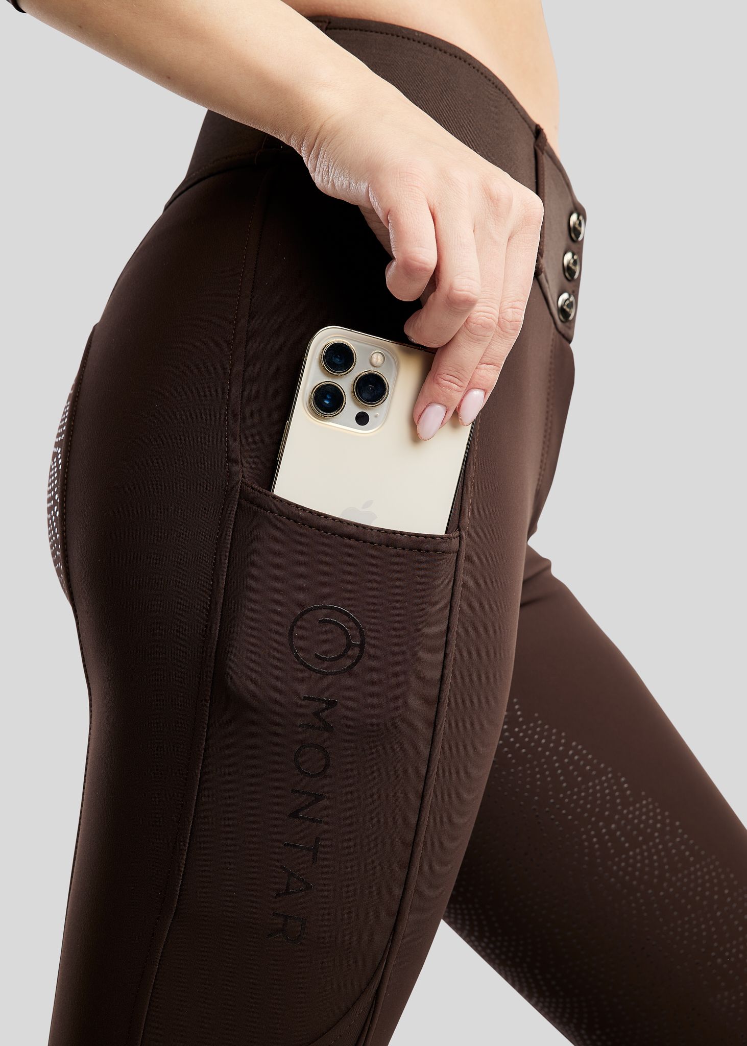 MoAddie Softshell Breeches w. Logo Charm - Fullgrip, Brown 