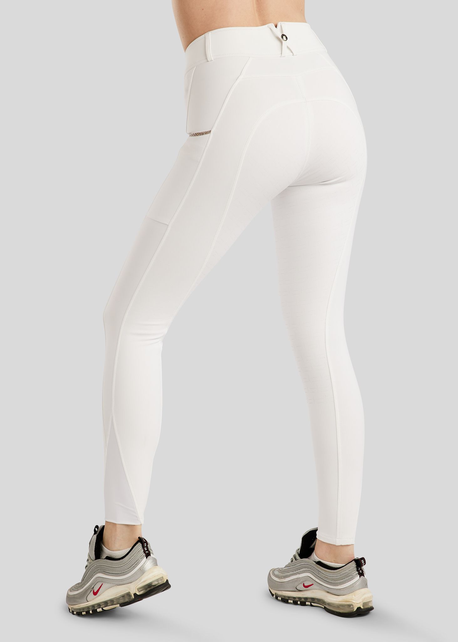 MoLila Breeches w. Champagne Crystal Tape and Champagne Crystals - Fullgrip, White