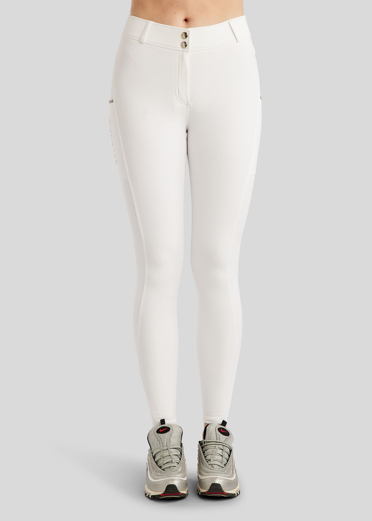 MoLila Breeches w. Champagne Crystal Tape and Champagne Crystals - Fullgrip, White