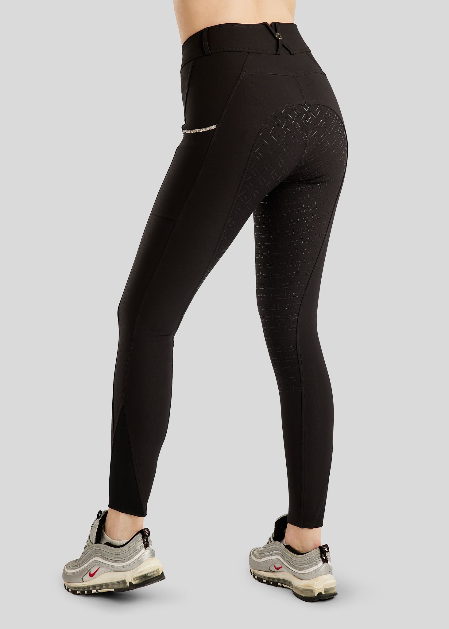 MoLila Breeches w. Champagne Crystal Tape and Champagne Crystals - Fullgrip, Black