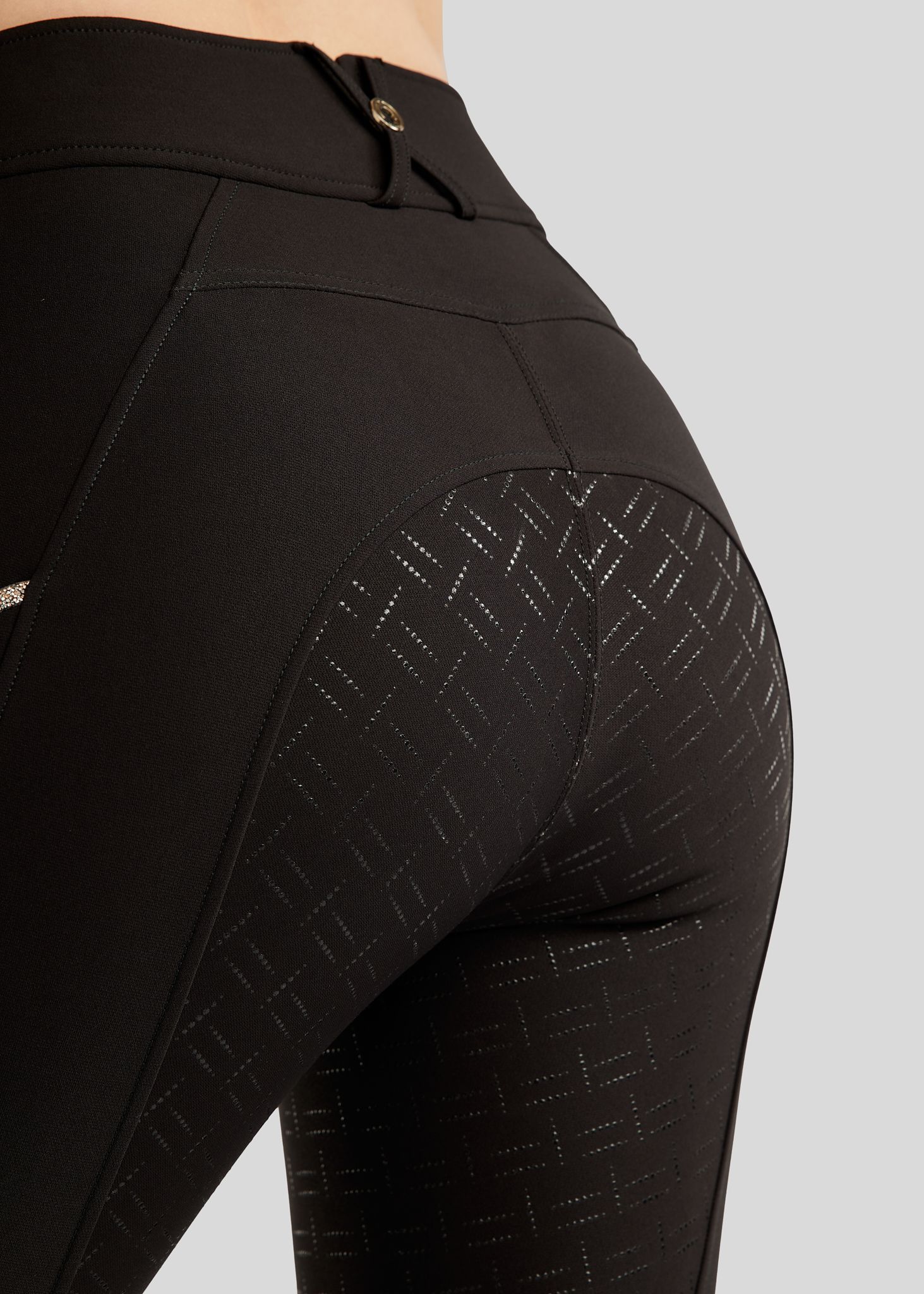 MoLila Breeches w. Champagne Crystal Tape and Champagne Crystals - Fullgrip, Black