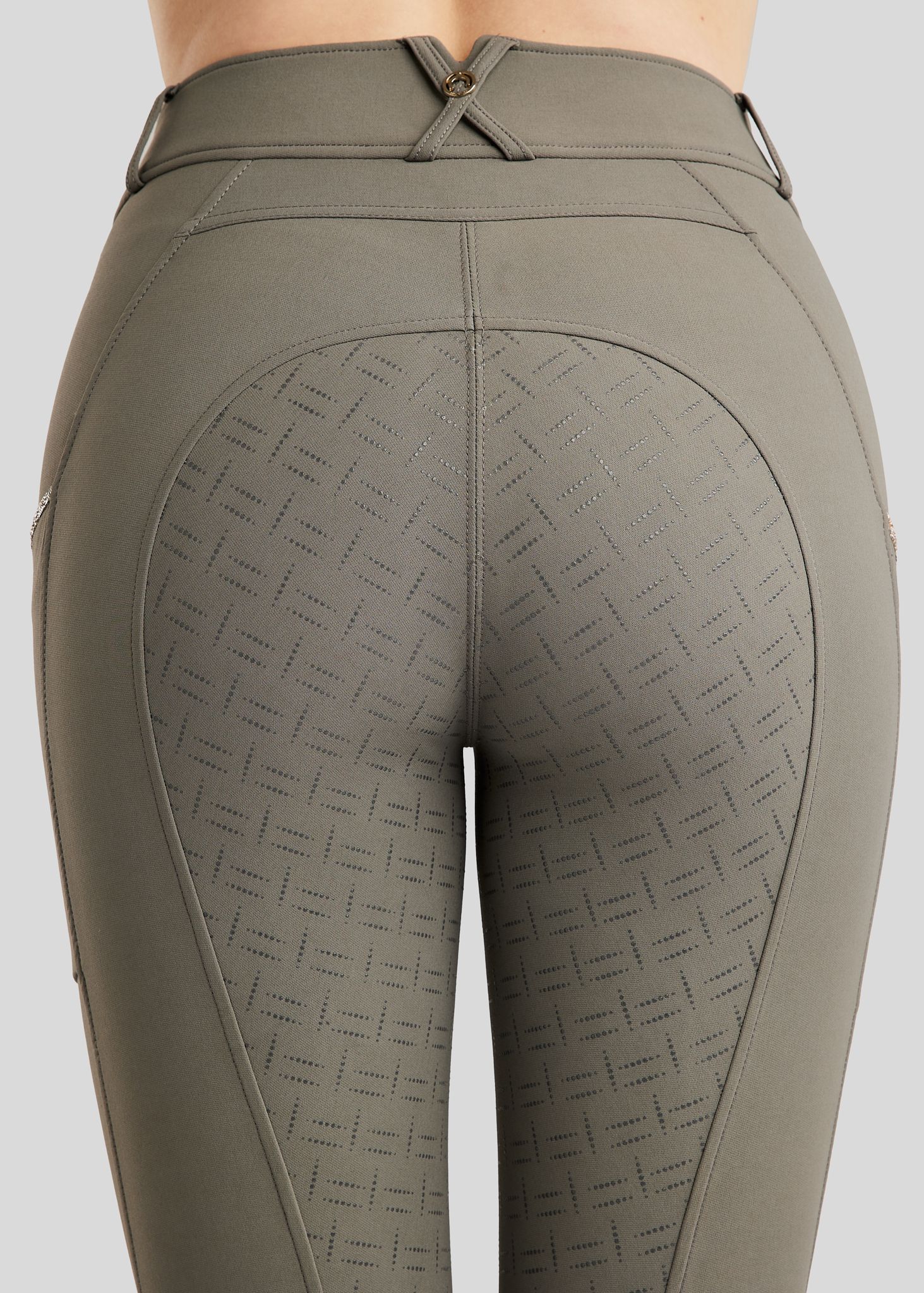 MoLila Breeches w. Champagne Crystal Tape and Champagne Crystals - Fullgrip, Grey