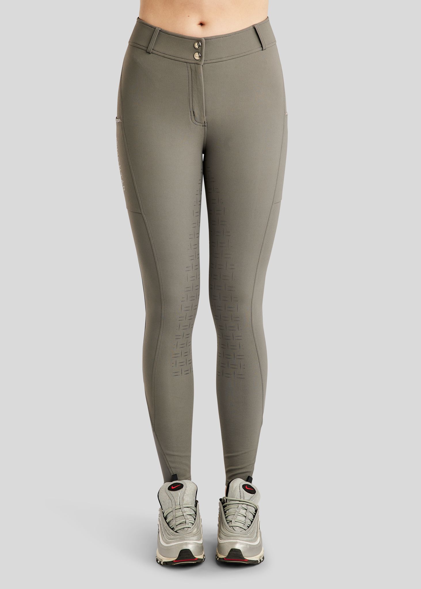 MoLila Breeches w. Champagne Crystal Tape and Champagne Crystals - Fullgrip, Grey