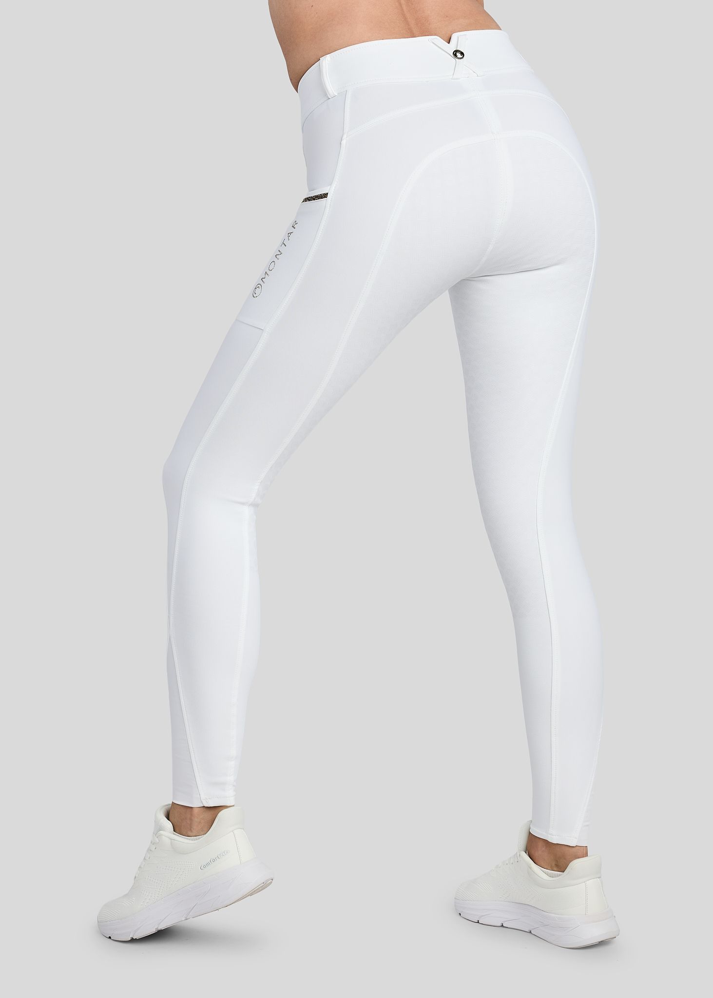 MoVeronica Breeches w. Golden Quartz Caviar Tape and Crystals - Fullgrip, White 
