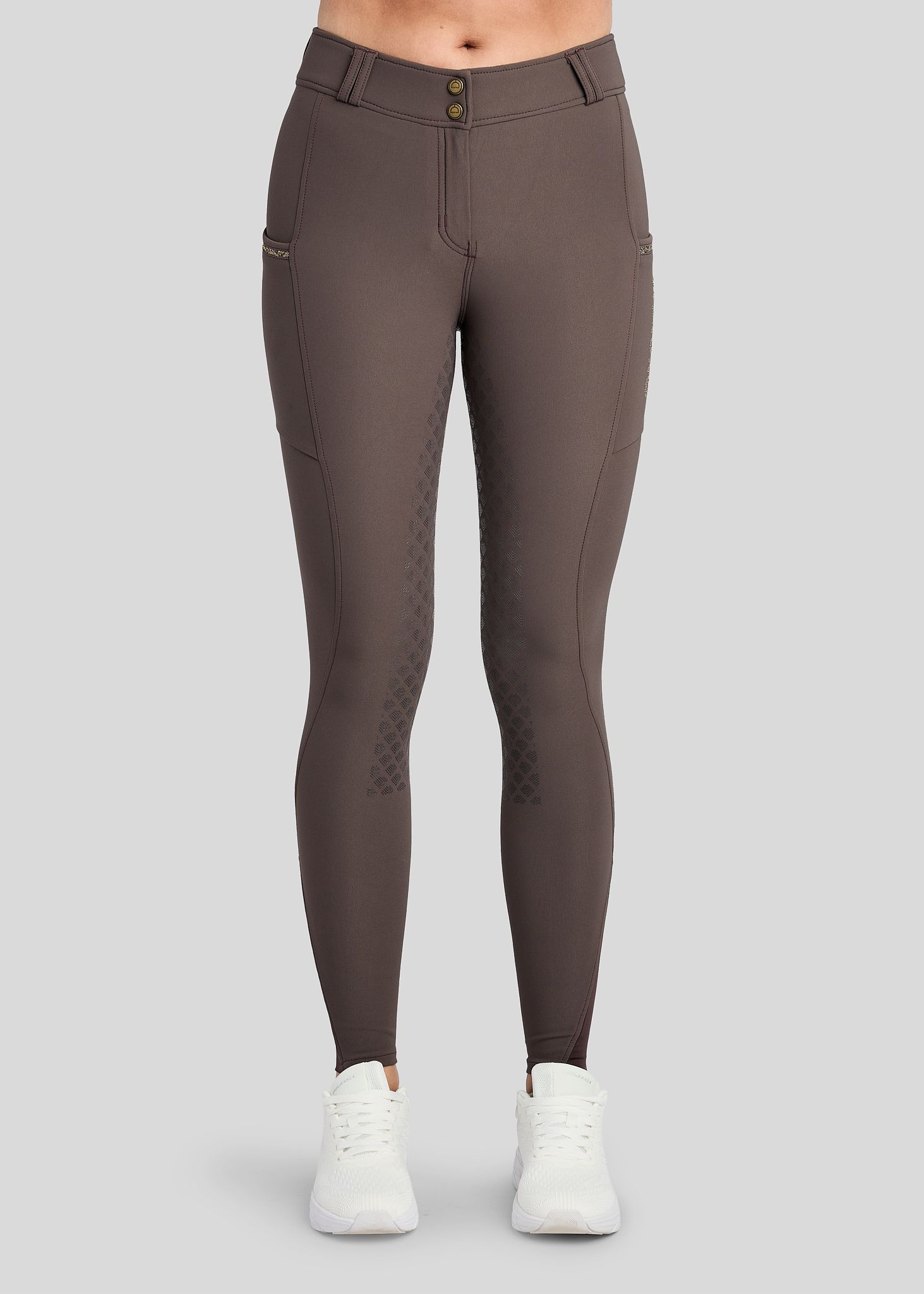 MoVeronica Breeches w. Golden Quartz Caviar Tape and Crystals - Fullgrip, Black Peony 
