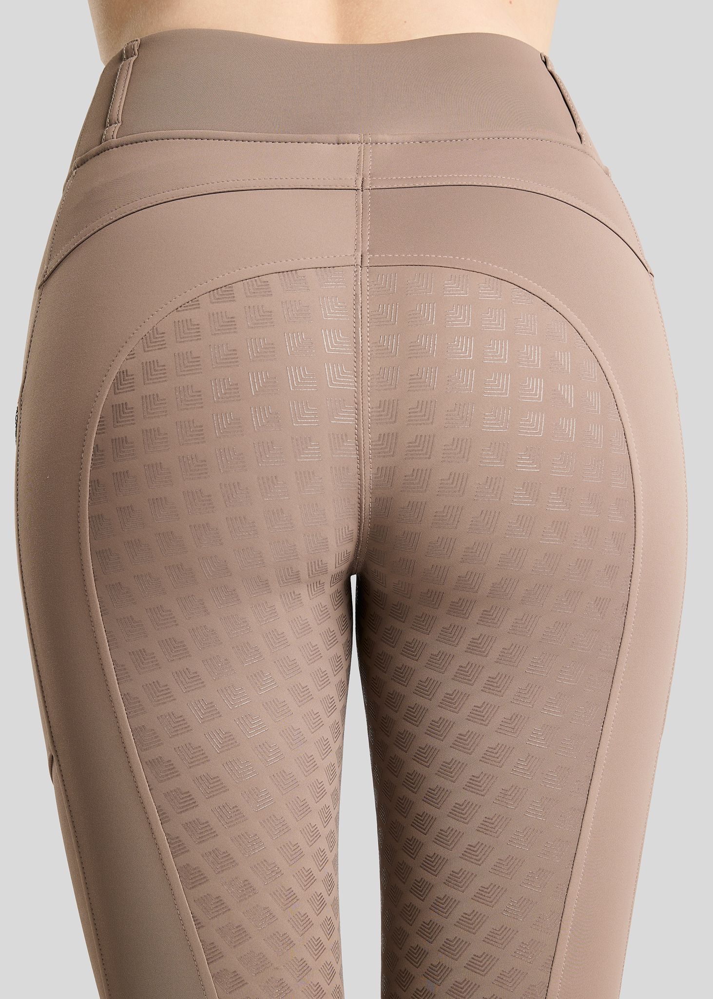 MoVeronica Hybrid Thermo Tights w. Golden Quartz Crystal Tape and Crystals - Fullgrip, Nougat Brown 