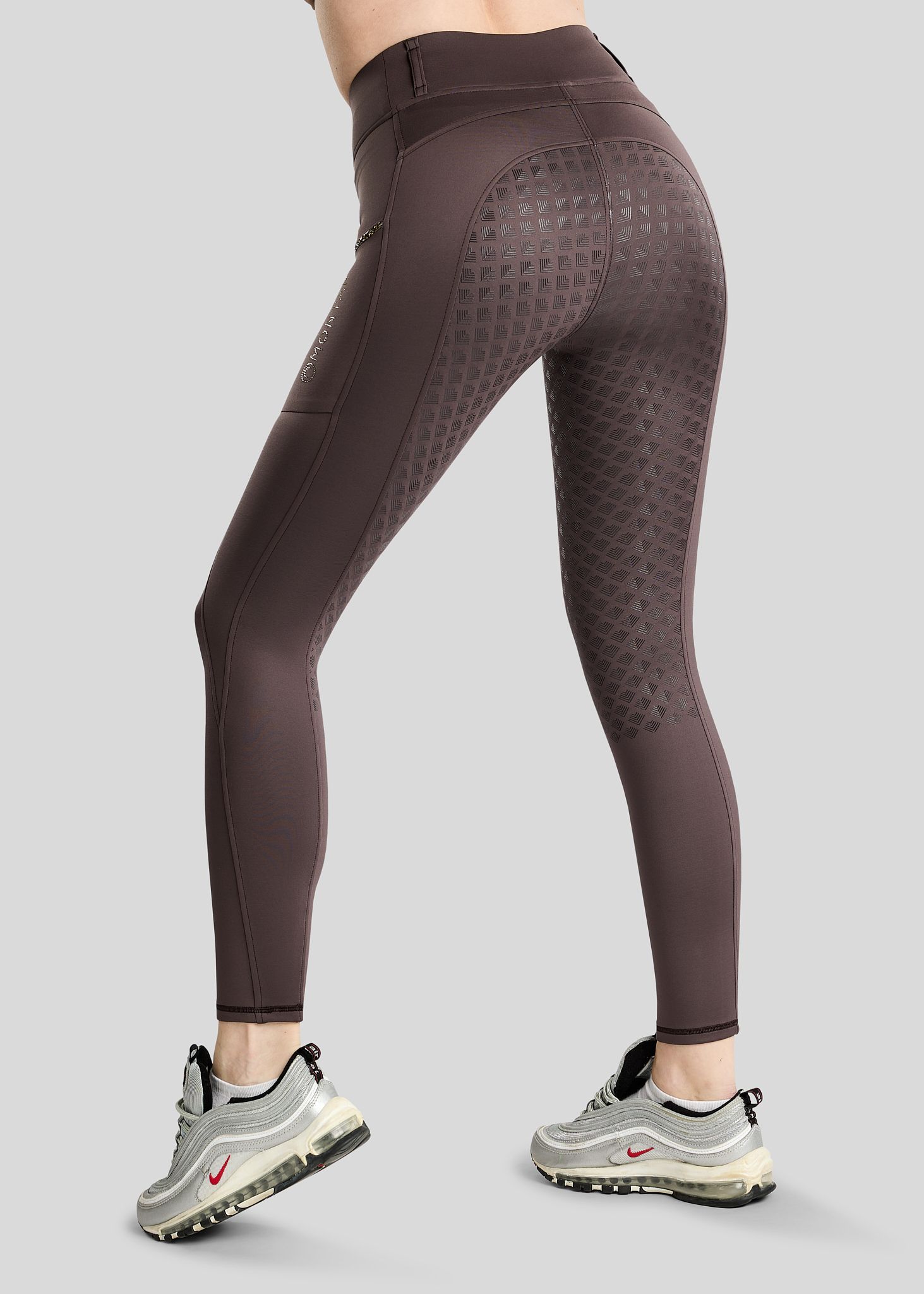 MoVeronica Hybrid Thermo Tights w. Golden Quartz Crystal Tape and Crystals - Fullgrip, Black Peony 