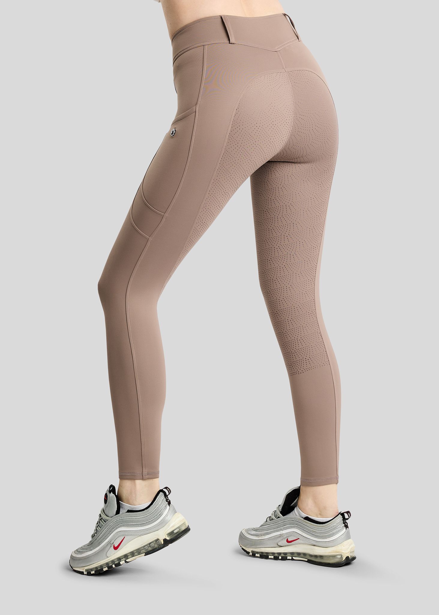 MoAddie Hybrid Thermo Tights w. Gun Metal Logo - Fullgrip, Nougat Brown 