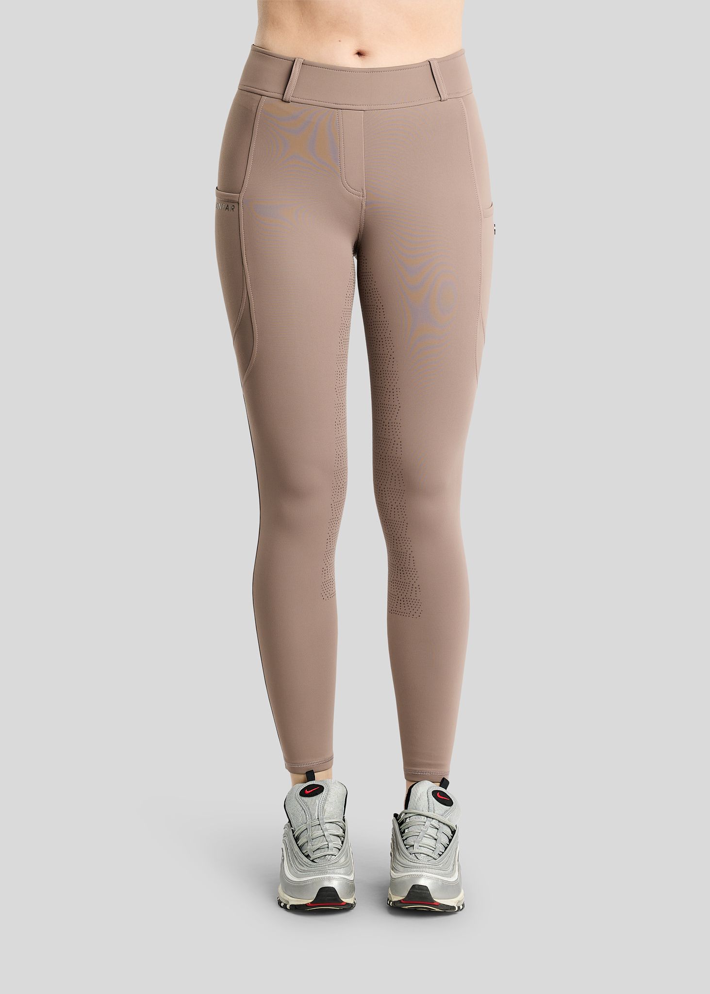 MoAddie Hybrid Thermo Tights w. Gun Metal Logo - Fullgrip, Nougat Brown 
