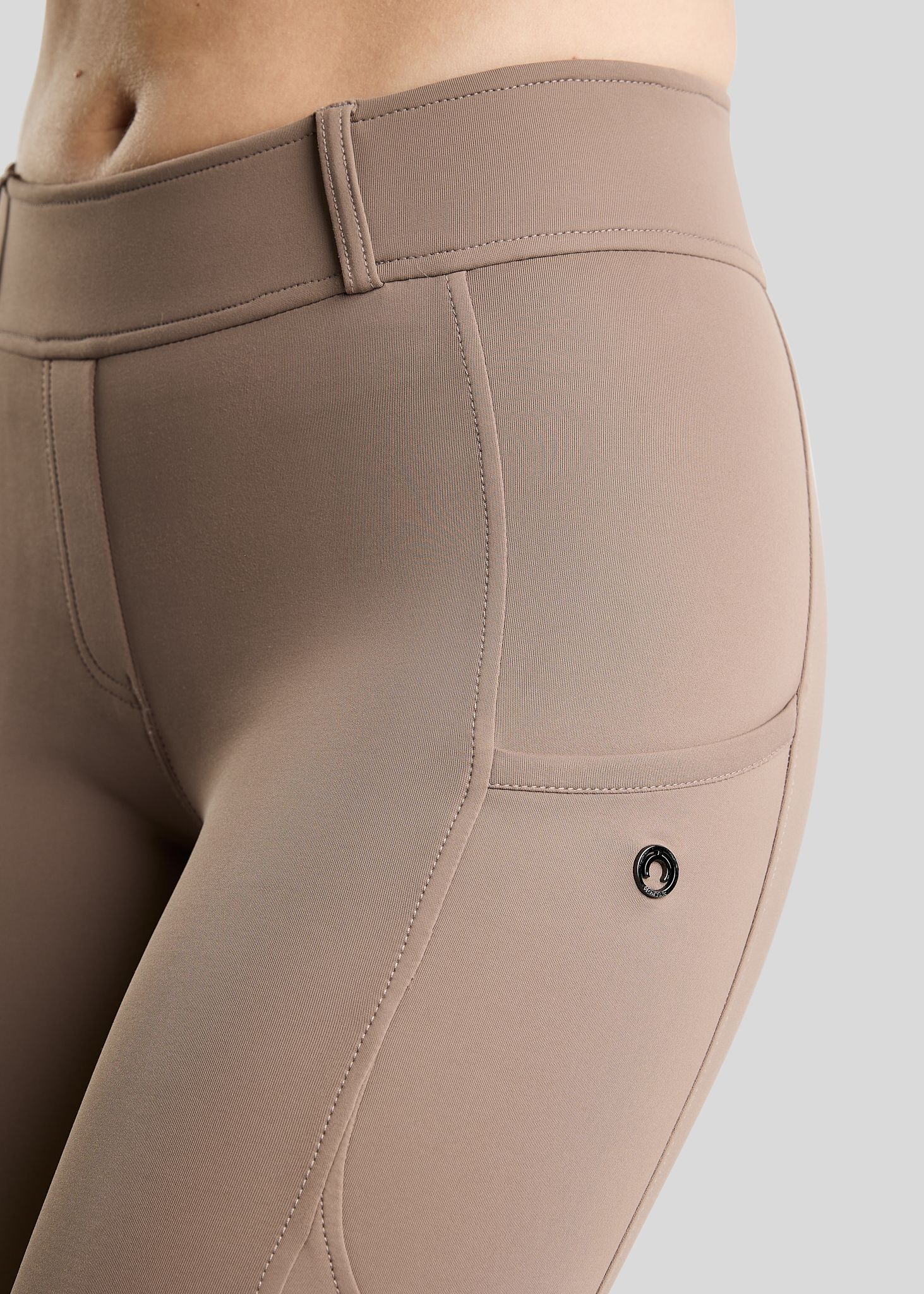 MoAddie Hybrid Thermo Tights w. Gun Metal Logo - Fullgrip, Nougat Brown 