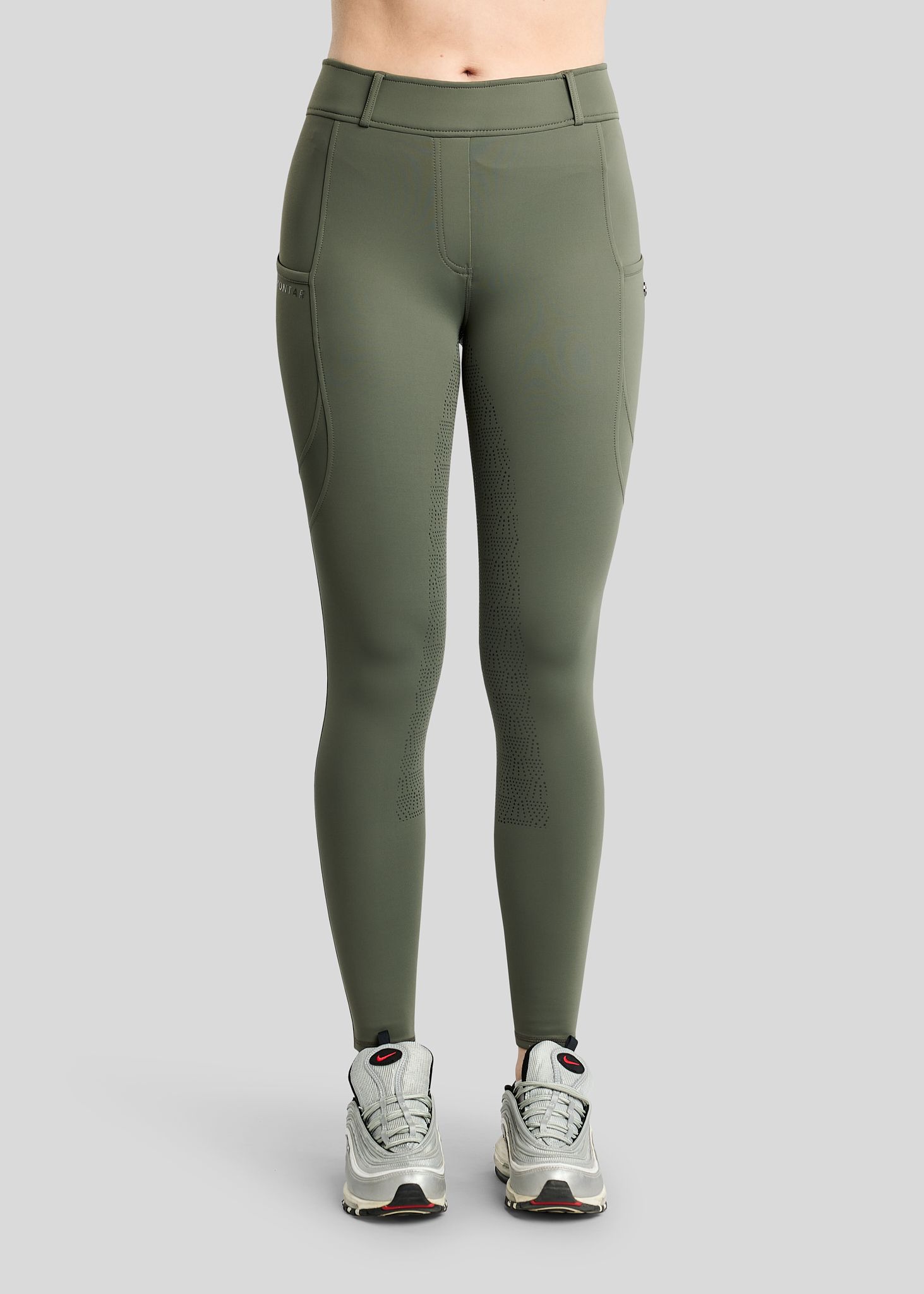 MoAddie Hybrid Thermo Tights w. Gun Metal Logo - Fullgrip, Forest Green 