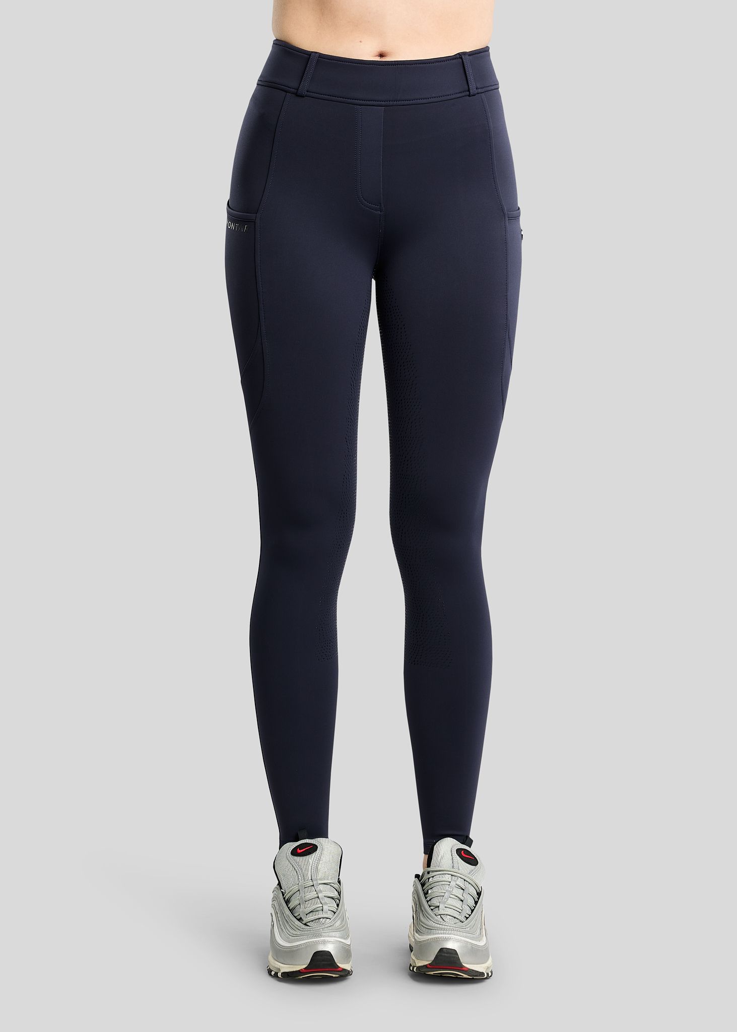 MoAddie Hybrid Thermo Tights w. Gun Metal Logo - Fullgrip, Navy 