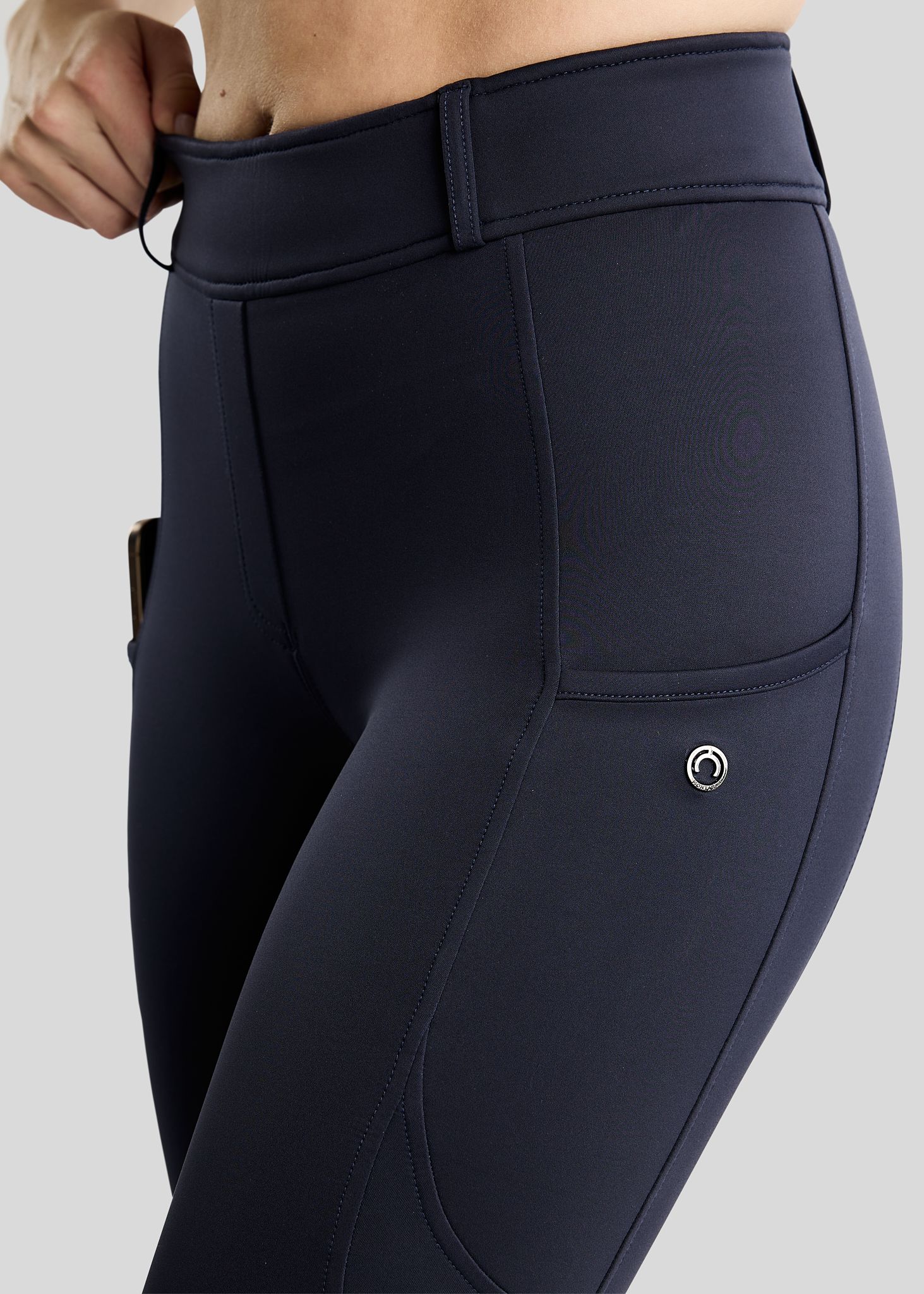 MoAddie Hybrid Thermo Tights w. Gun Metal Logo - Fullgrip, Navy 