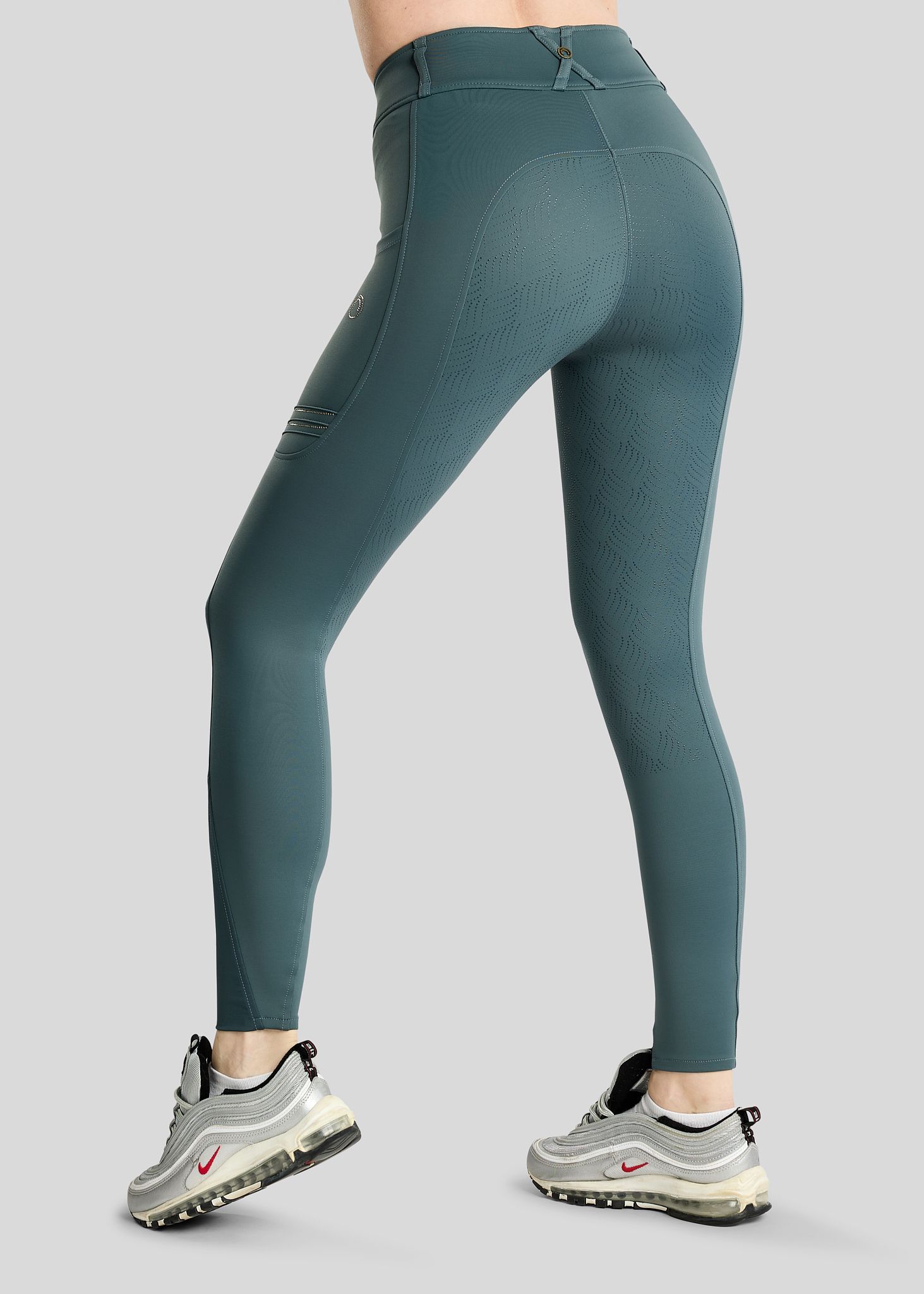 MoWilma Hybrid Tights w. Pintucks and Golden Quartz Crystals - Fullgrip, Dark Slate 