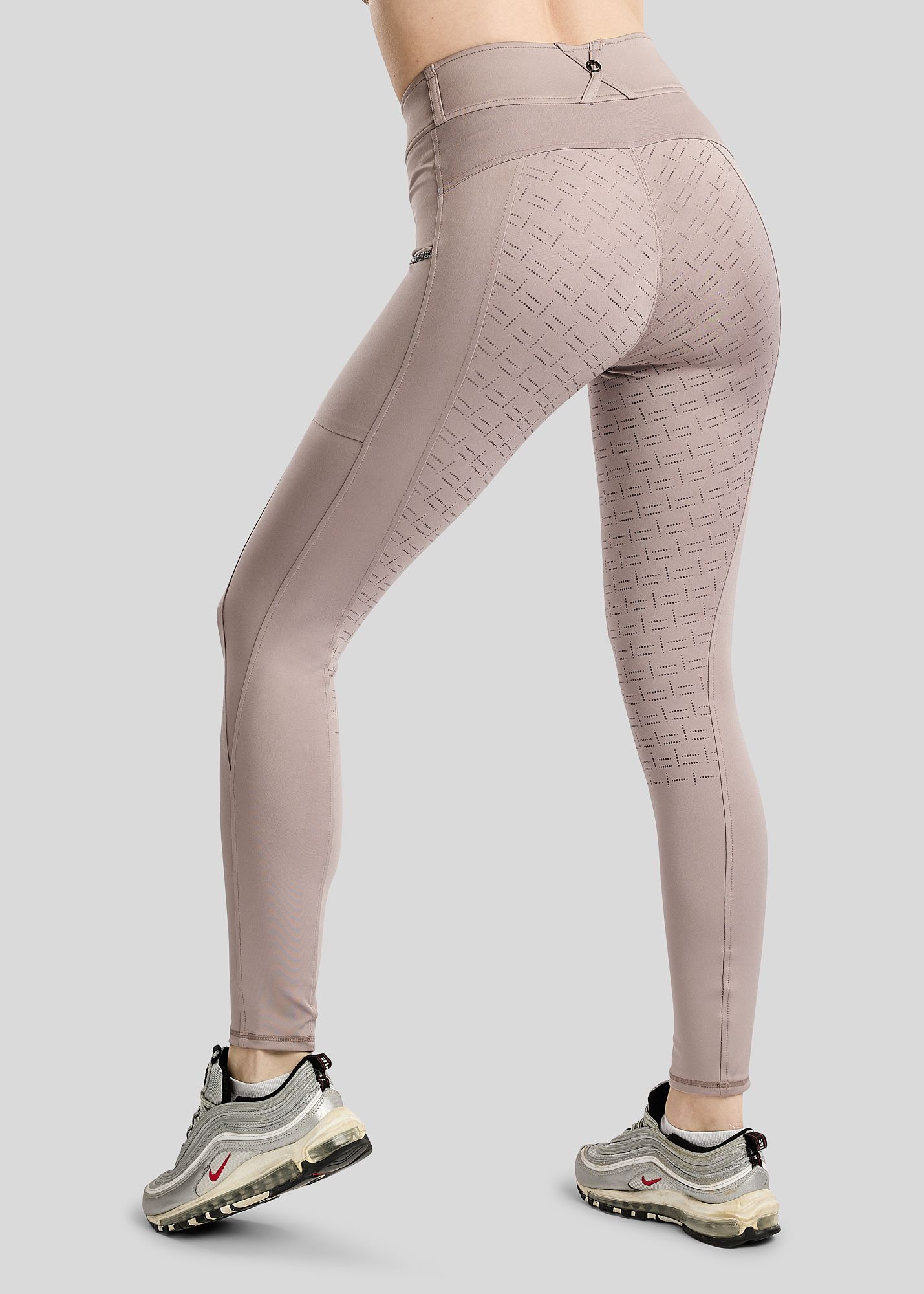 MoMaisy Hybrid Tights w. Gun Metal Crystal Tape - Fullgrip, Pearl Grey 