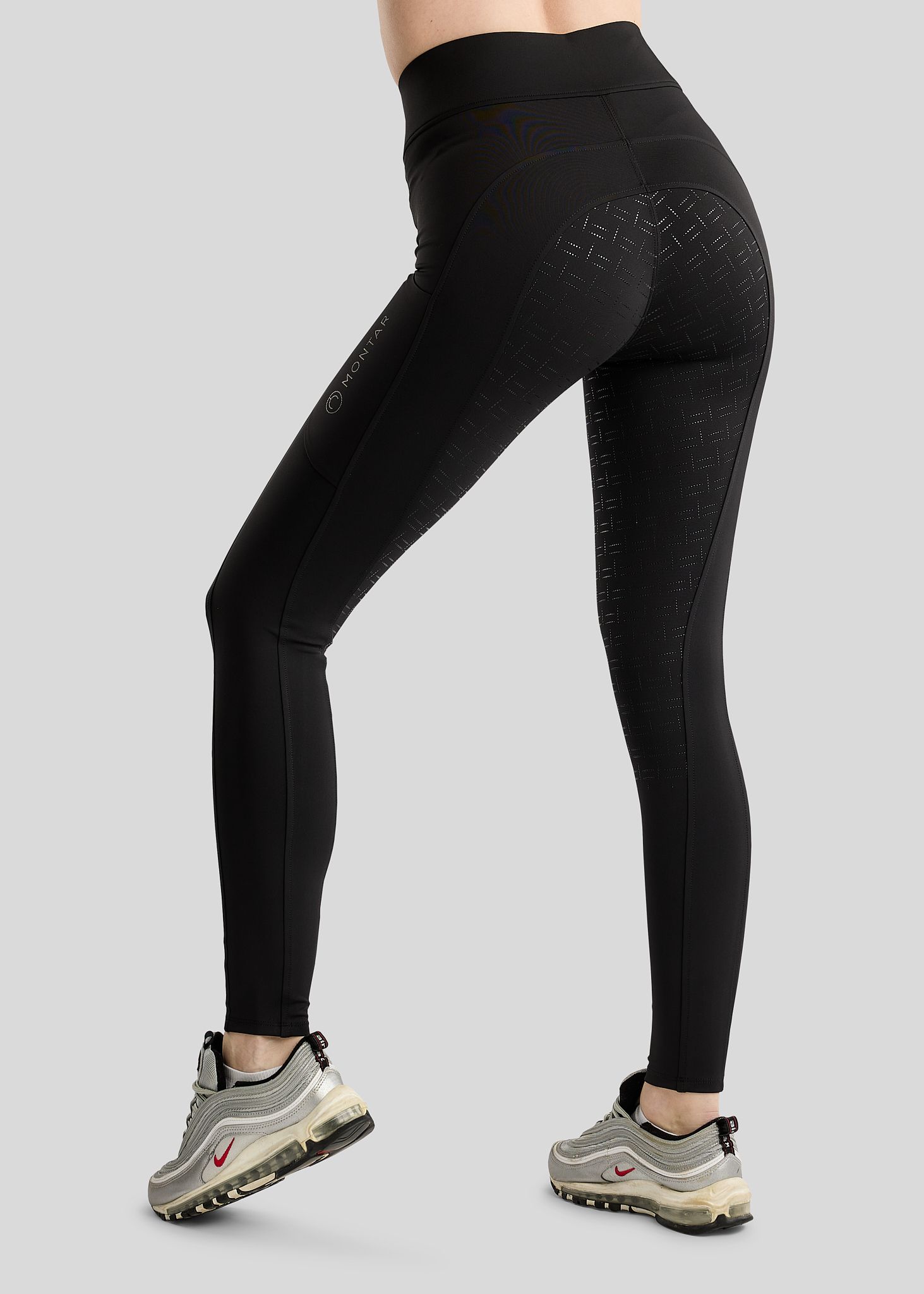 MoFair Tights w. Gun Metal Logo Print - Fullgrip, Black 